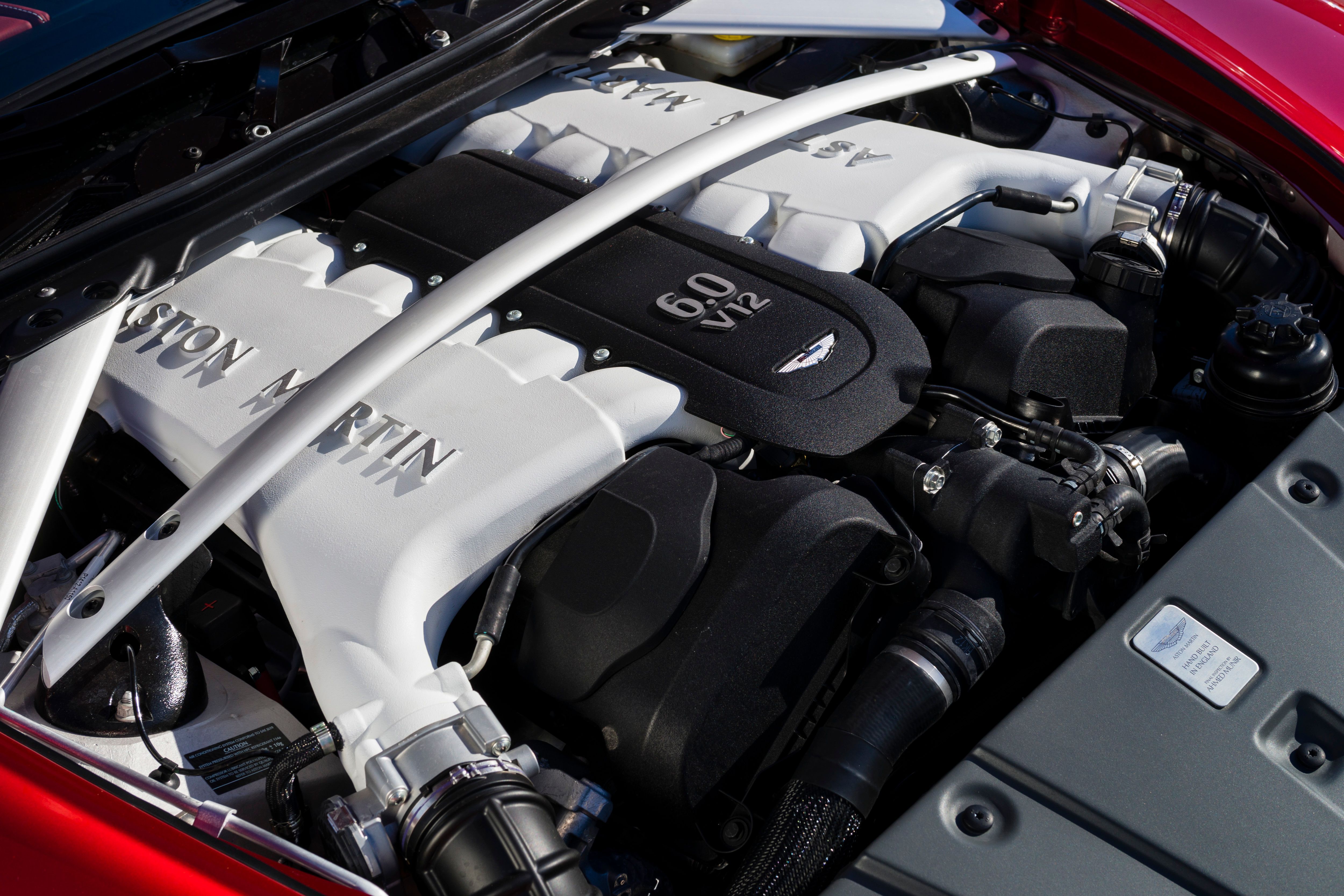 An Aston Martin V12 Vantage S engine.