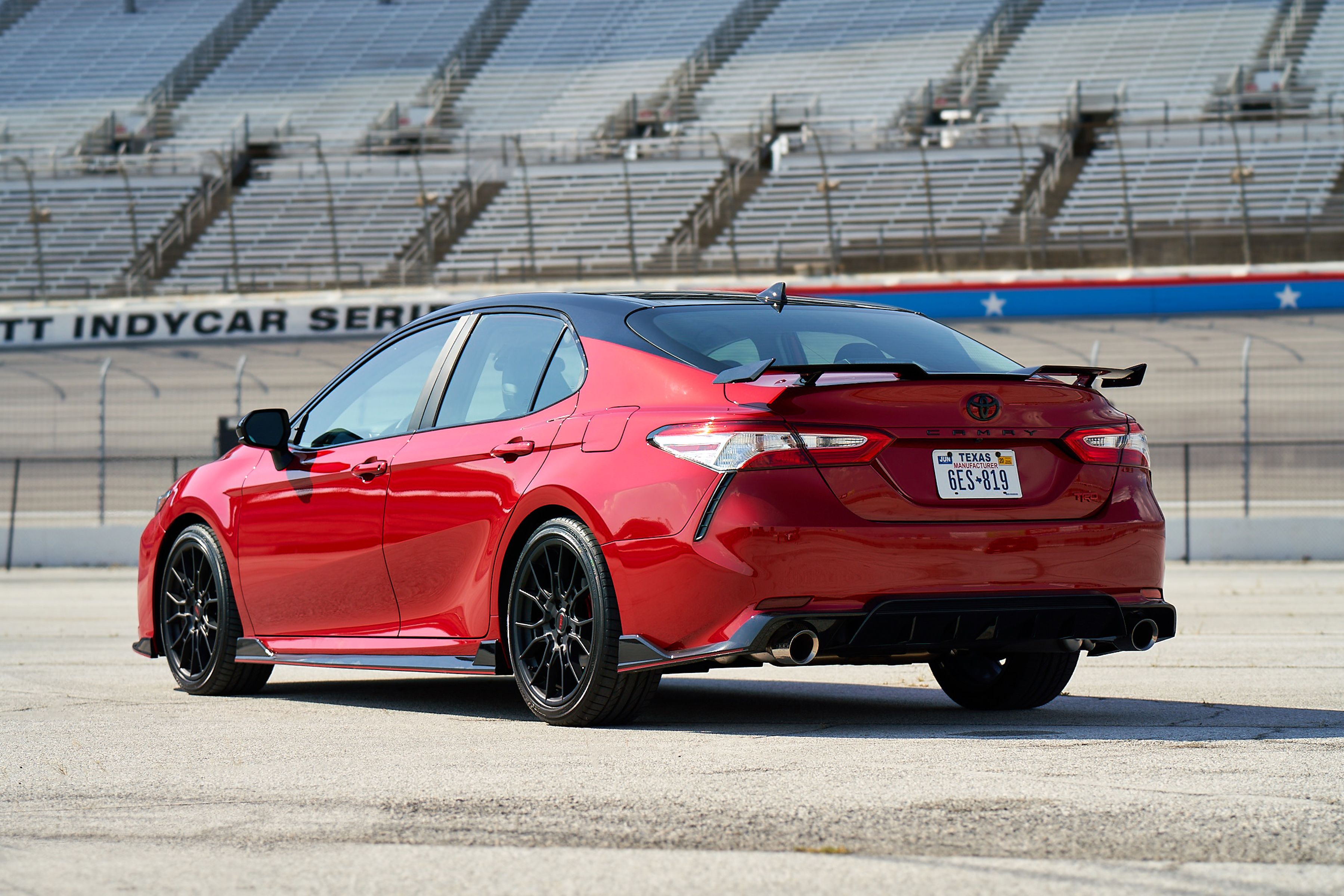 A 2020 Toyota Camry TRD on the racetrack. 