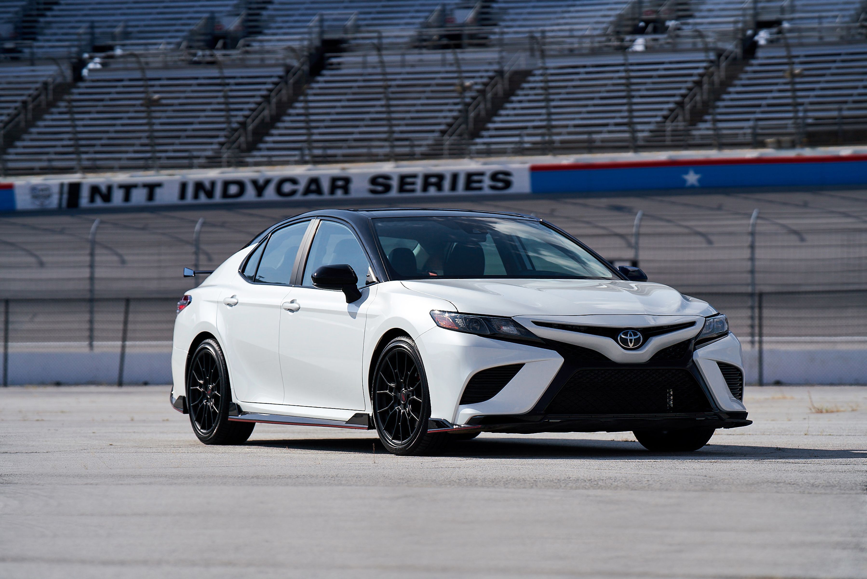 The New Toyota Camry TRD with white exterior and high performance.