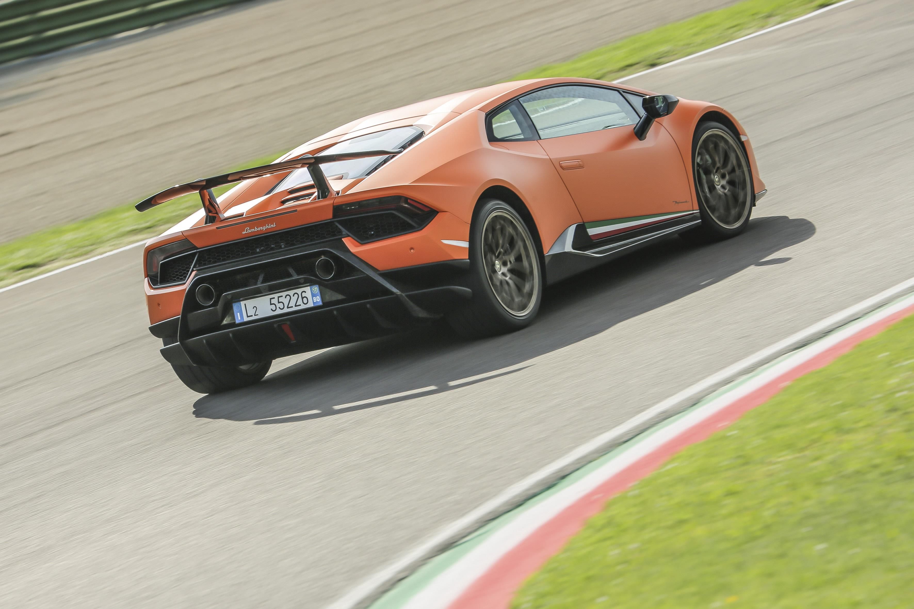 A Huracan Performante on a track.