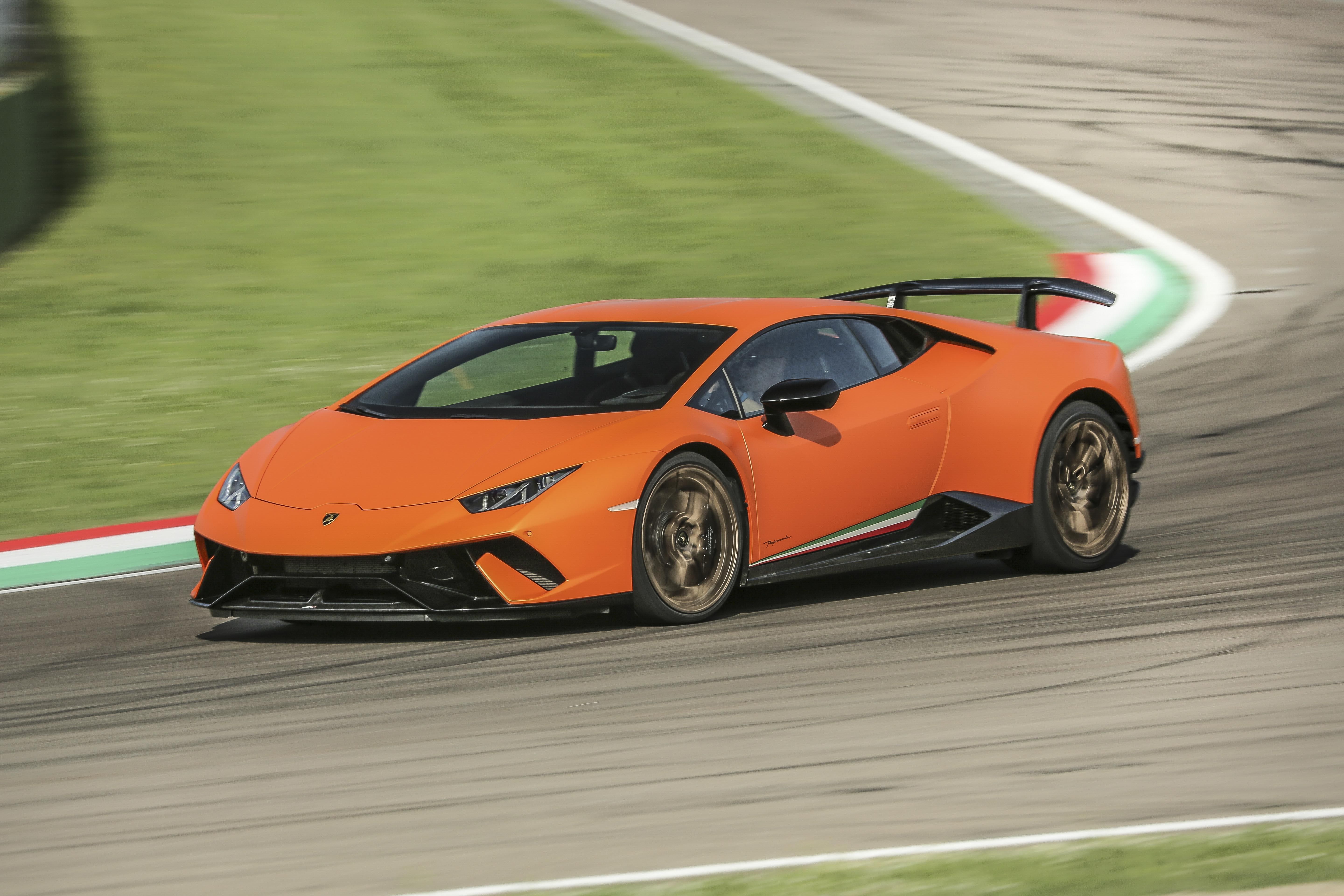 A Huracan Performante on a track.