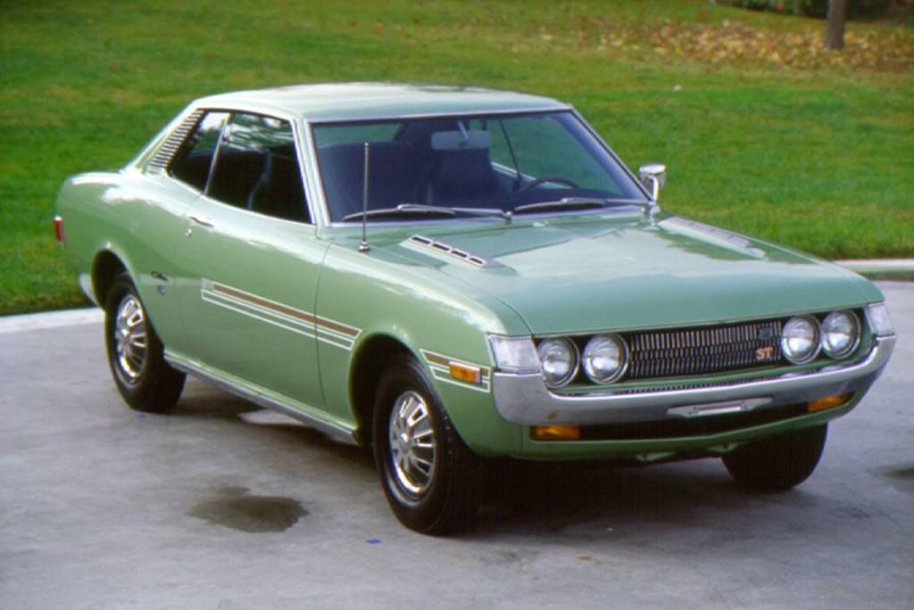 An Image Of A Green 1971 Toyota Celica