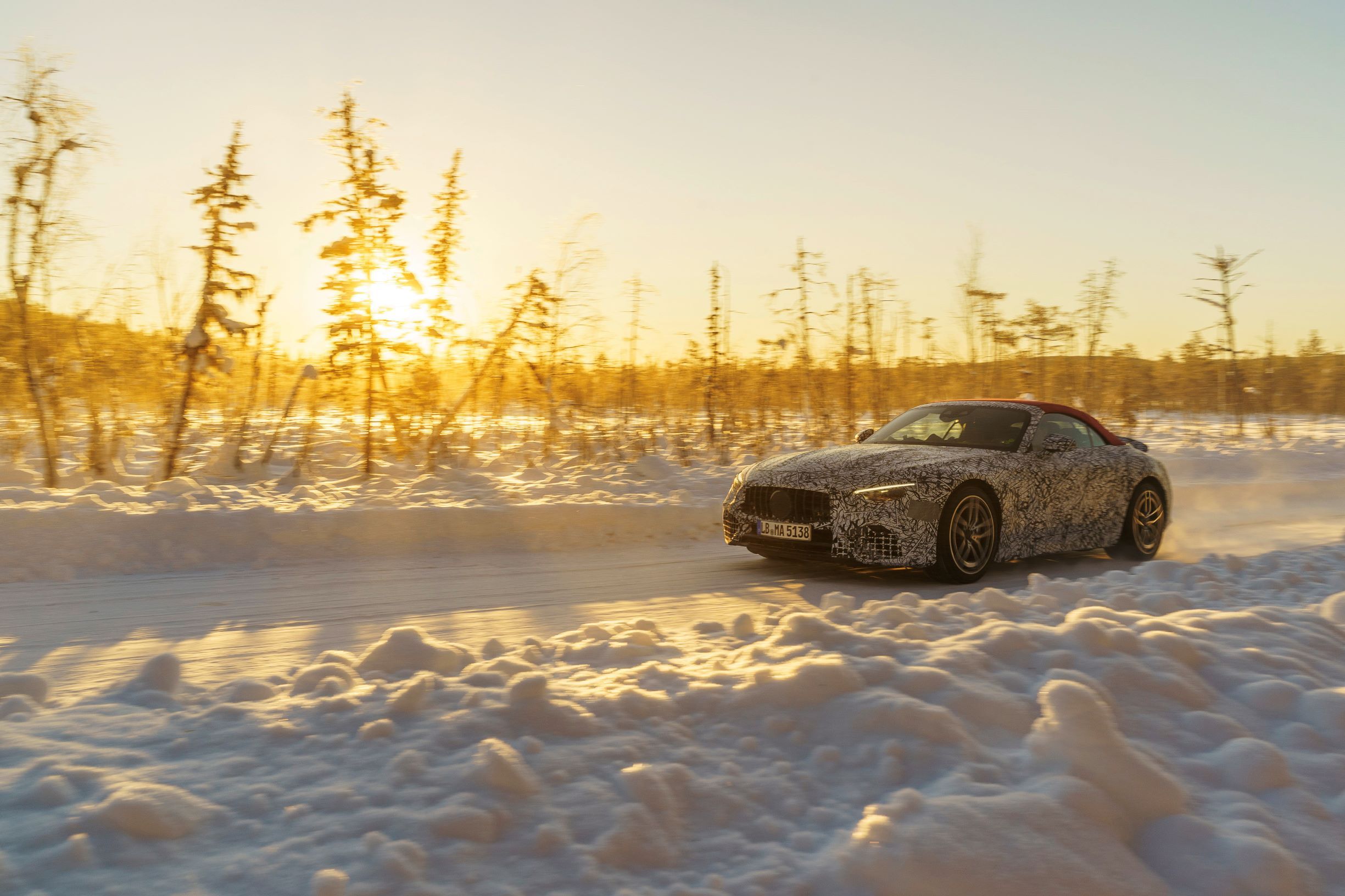 An Image Of A Mercedes-AMG SL In Snow