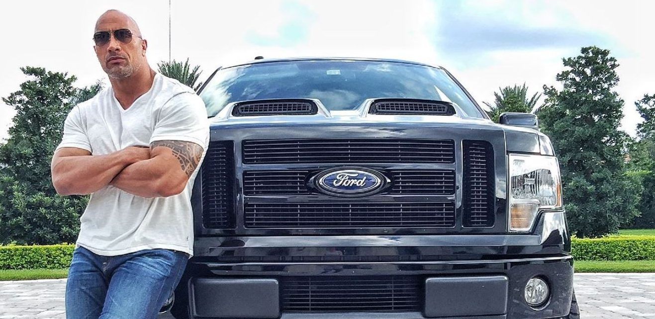 Dwayne Johnson Standing Next To His Ford F-450