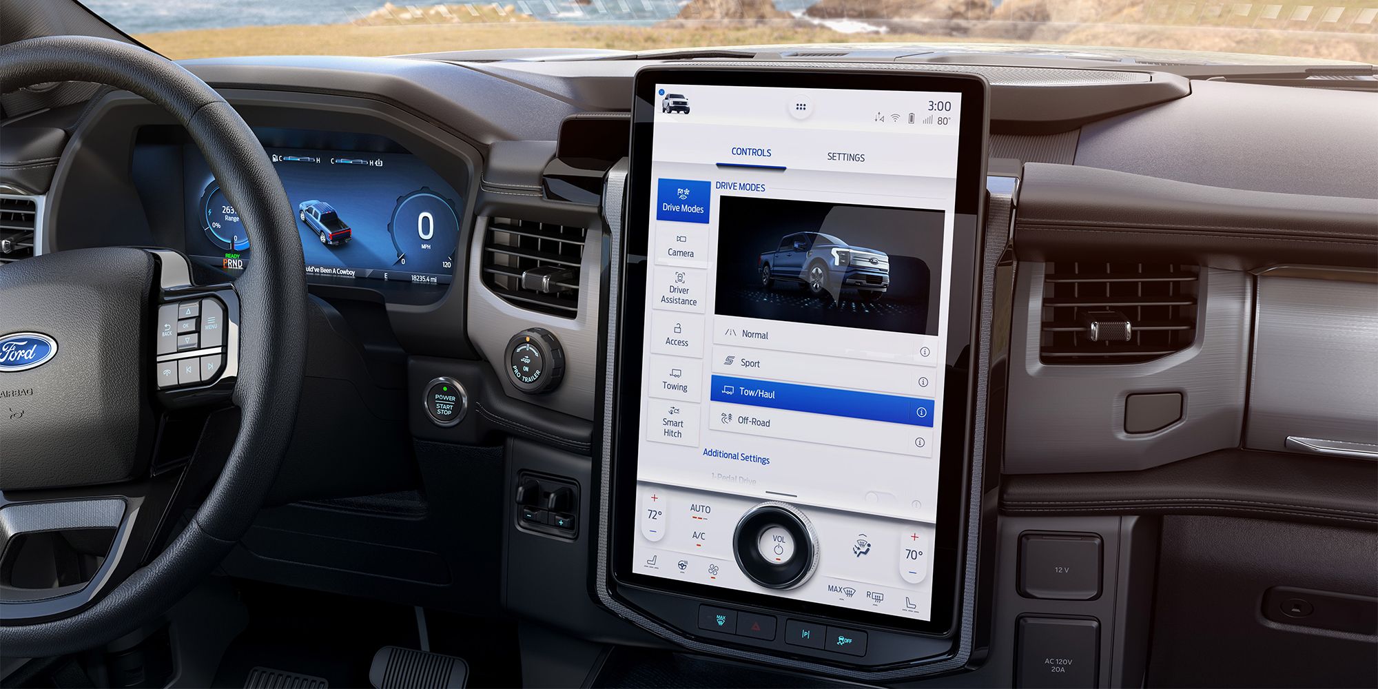 The infotainment display in the F-150 Lightning
