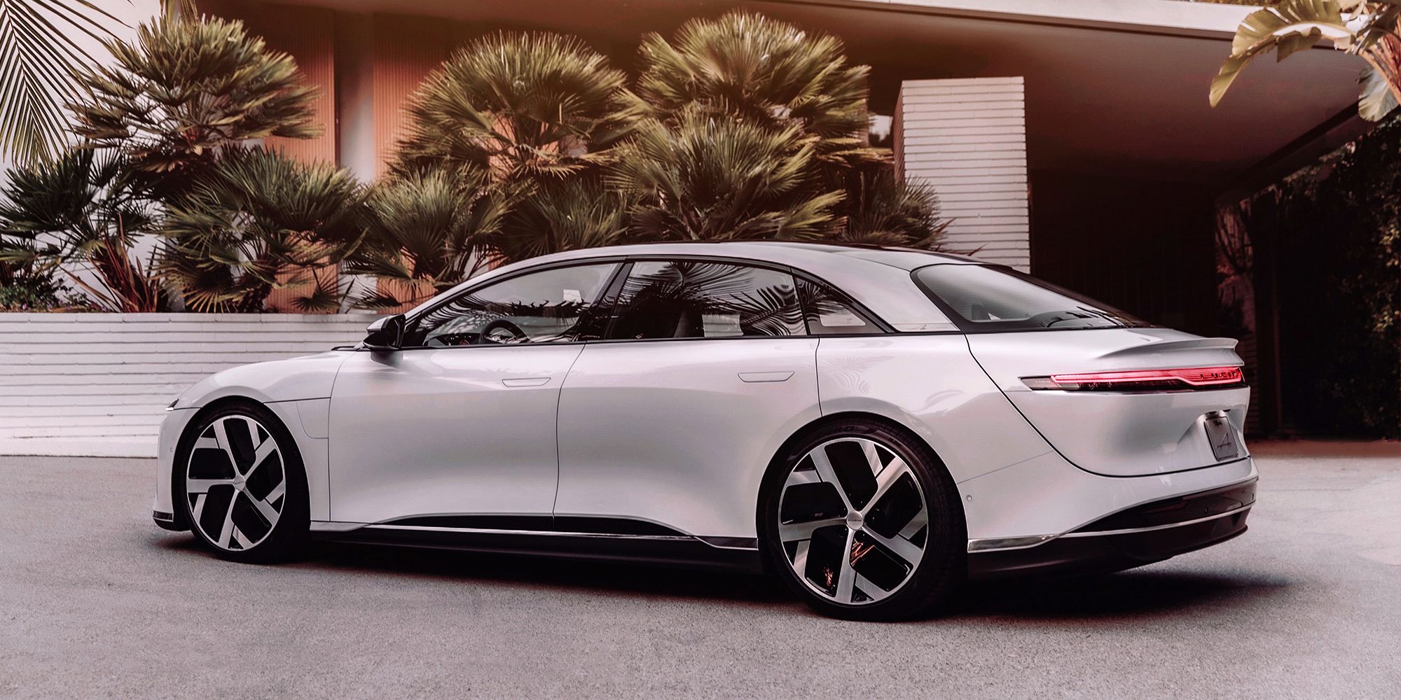 Rear 3/4 view of the Lucid Air