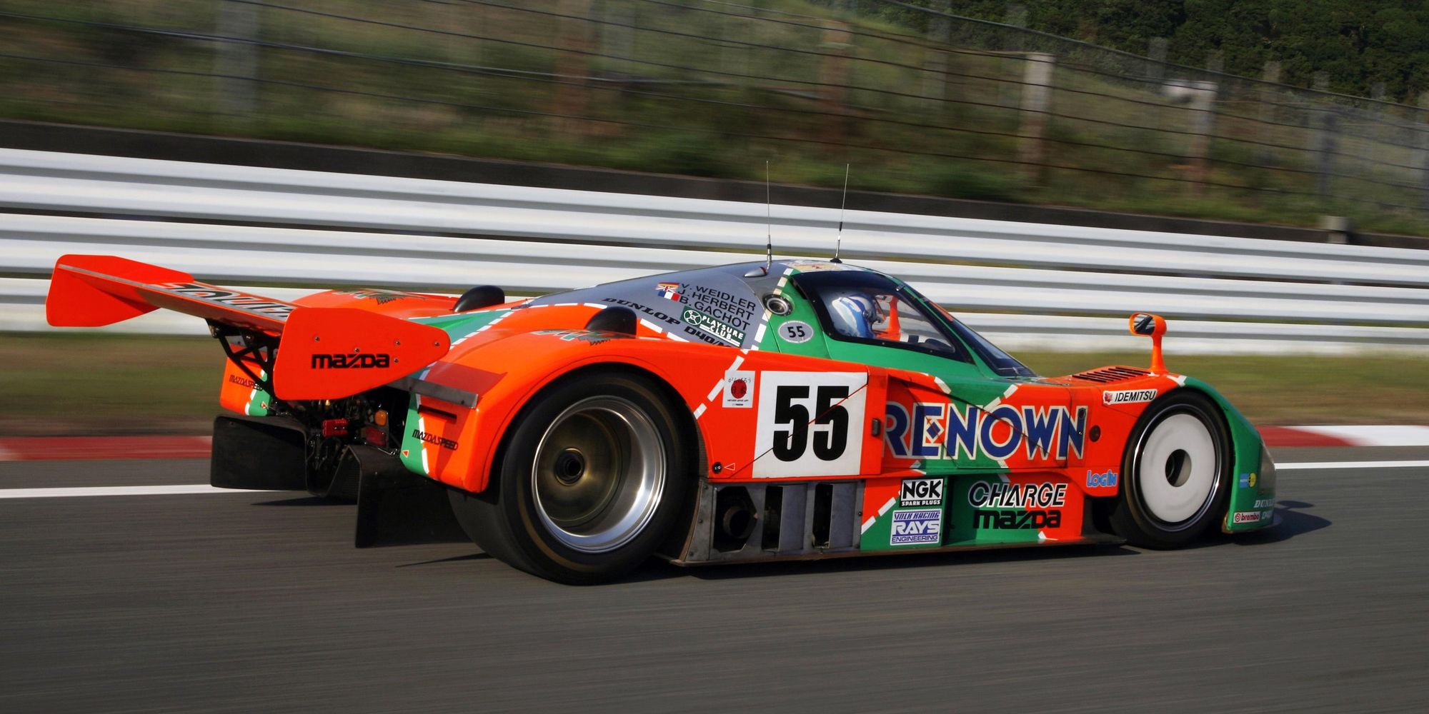 Rear 3/4 view of the Mazda 787B