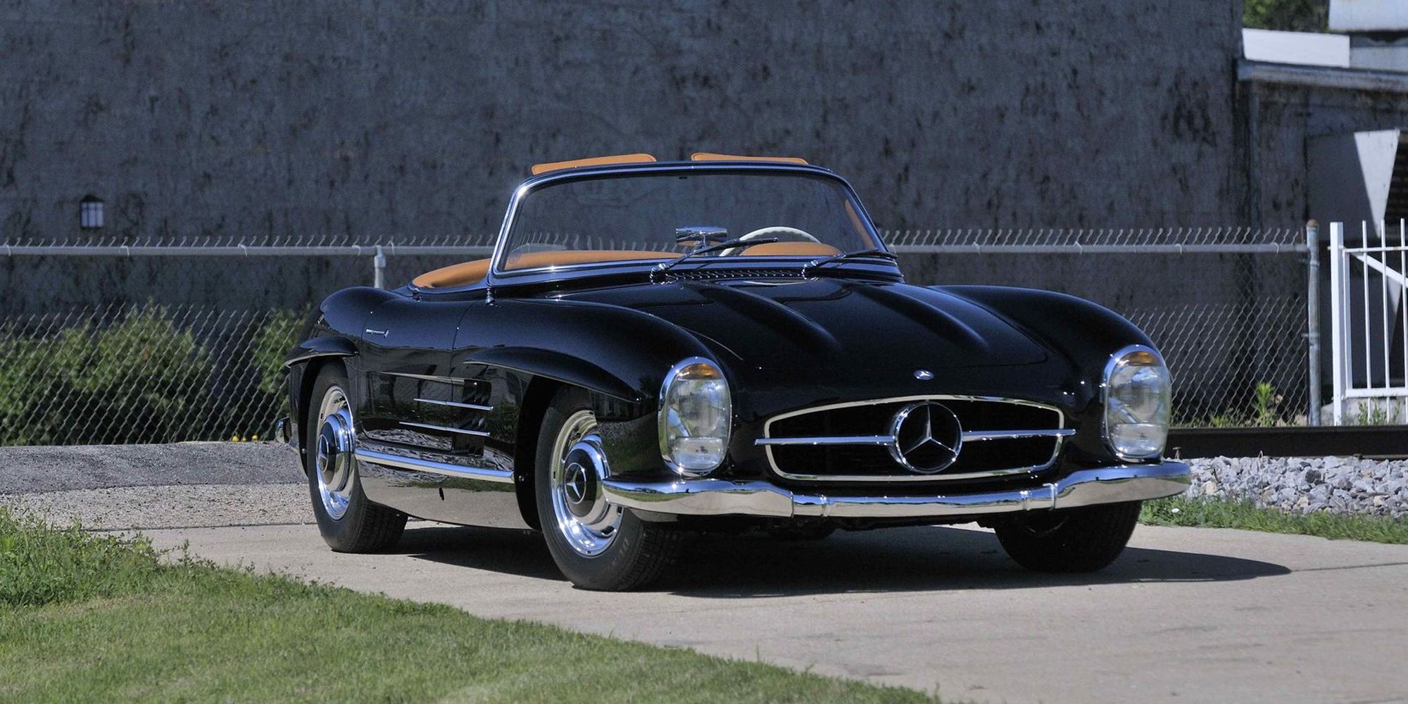 The front of a black 300SL Convertible