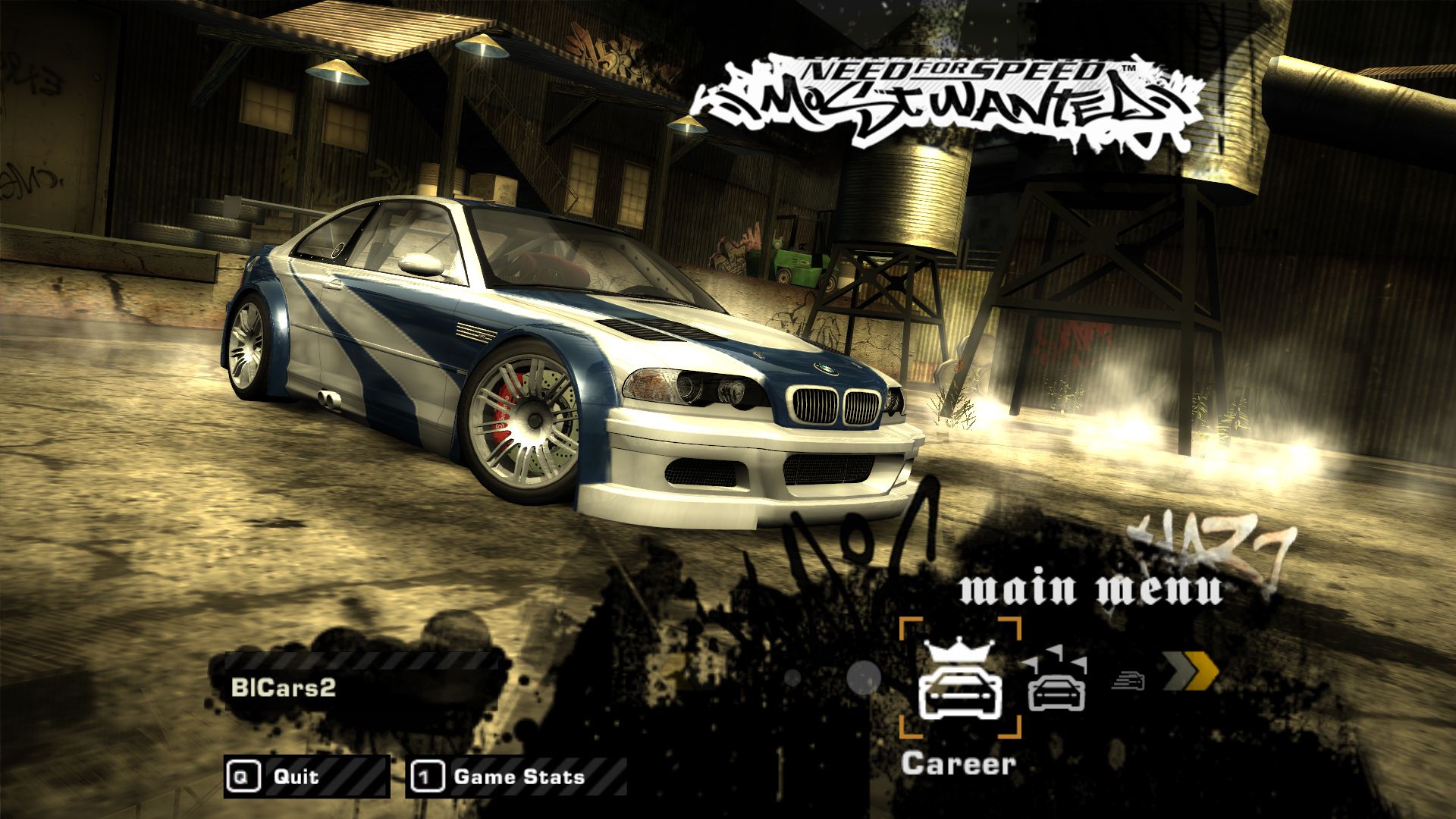 The menu in Most Wanted, showing the legendary M3 GTR