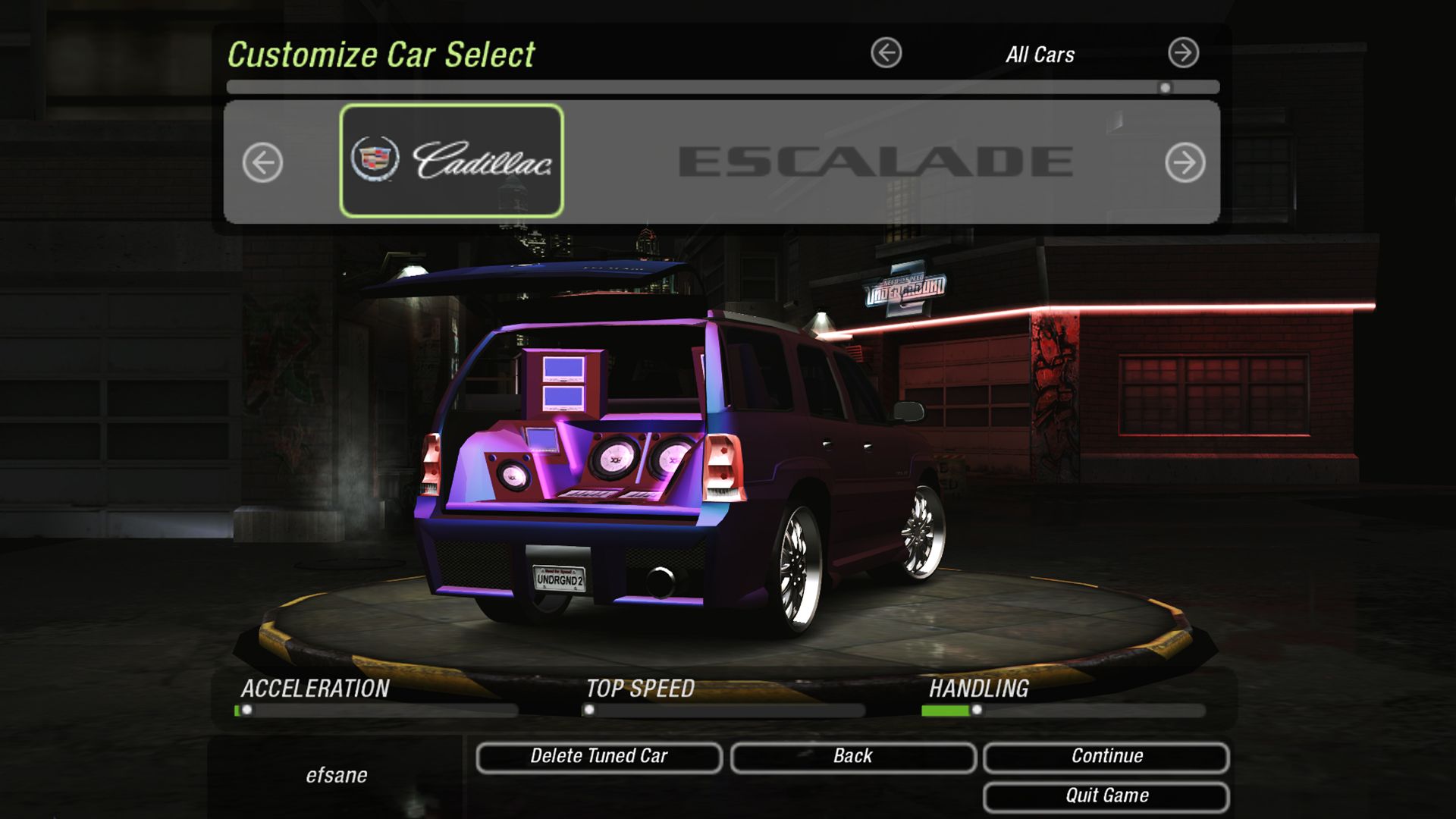 A modified Escalade with a high end sound system