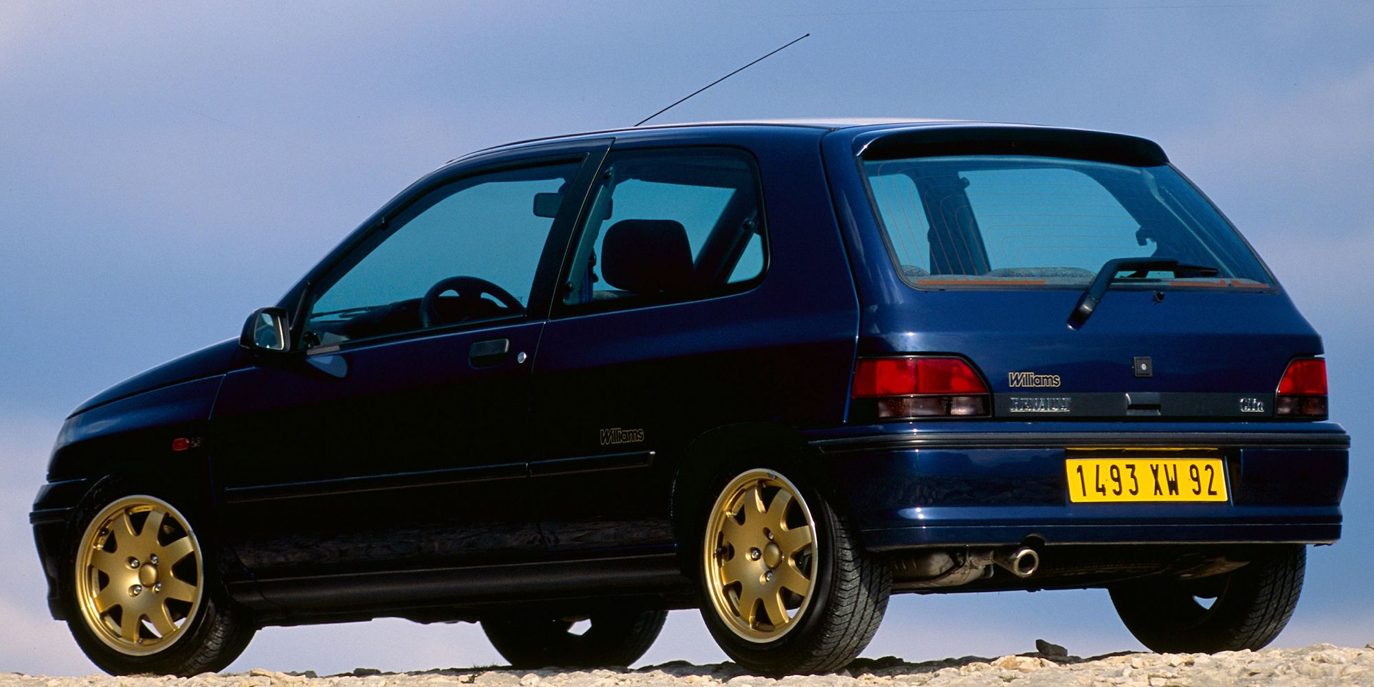 Rear 3/4 view of the Clio Williams