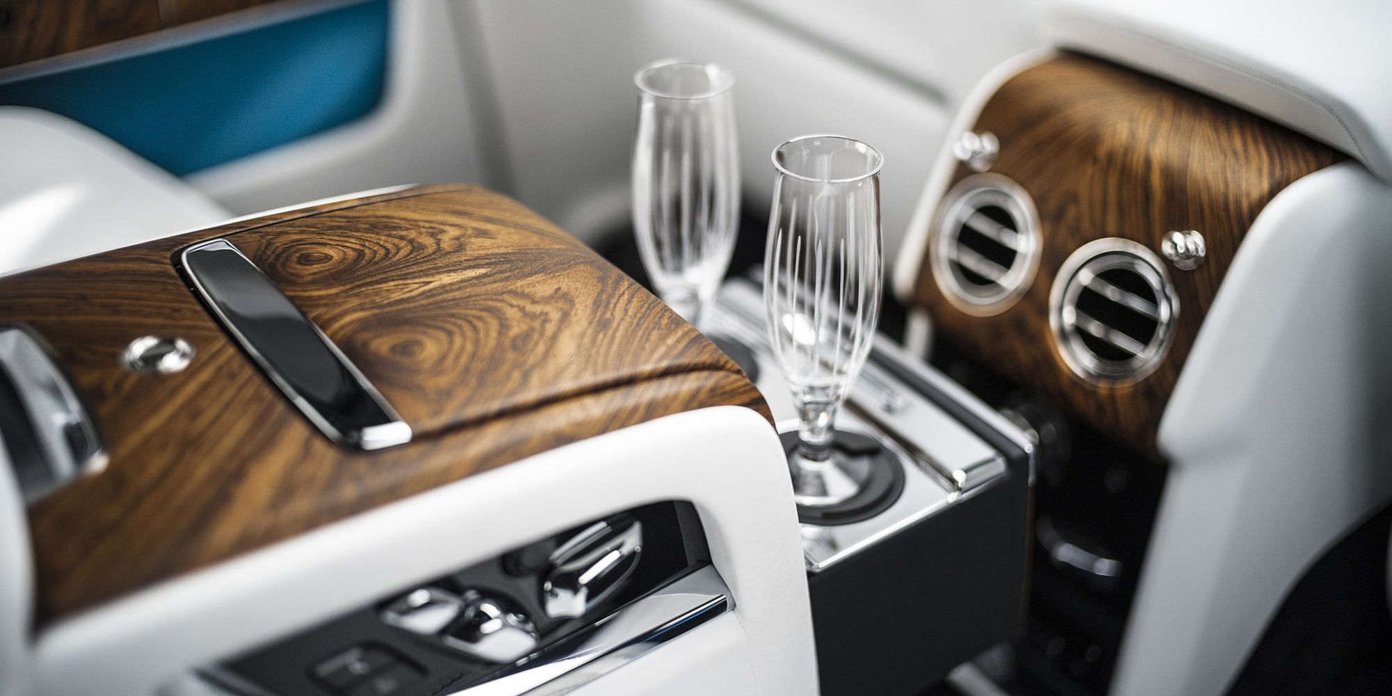 The champagne flutes in the Rolls Royce Cullinan