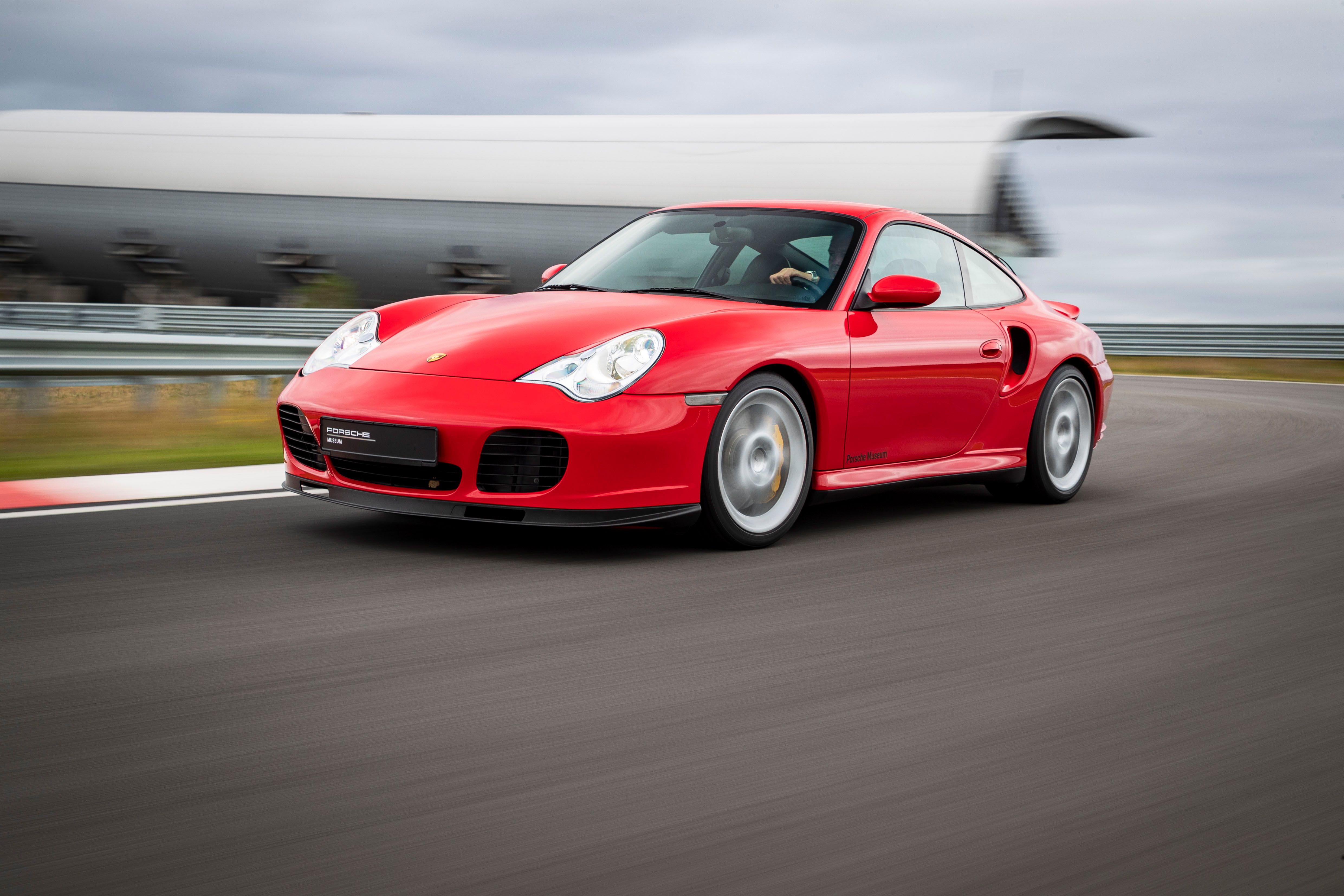 A red 911 Turbo on track.