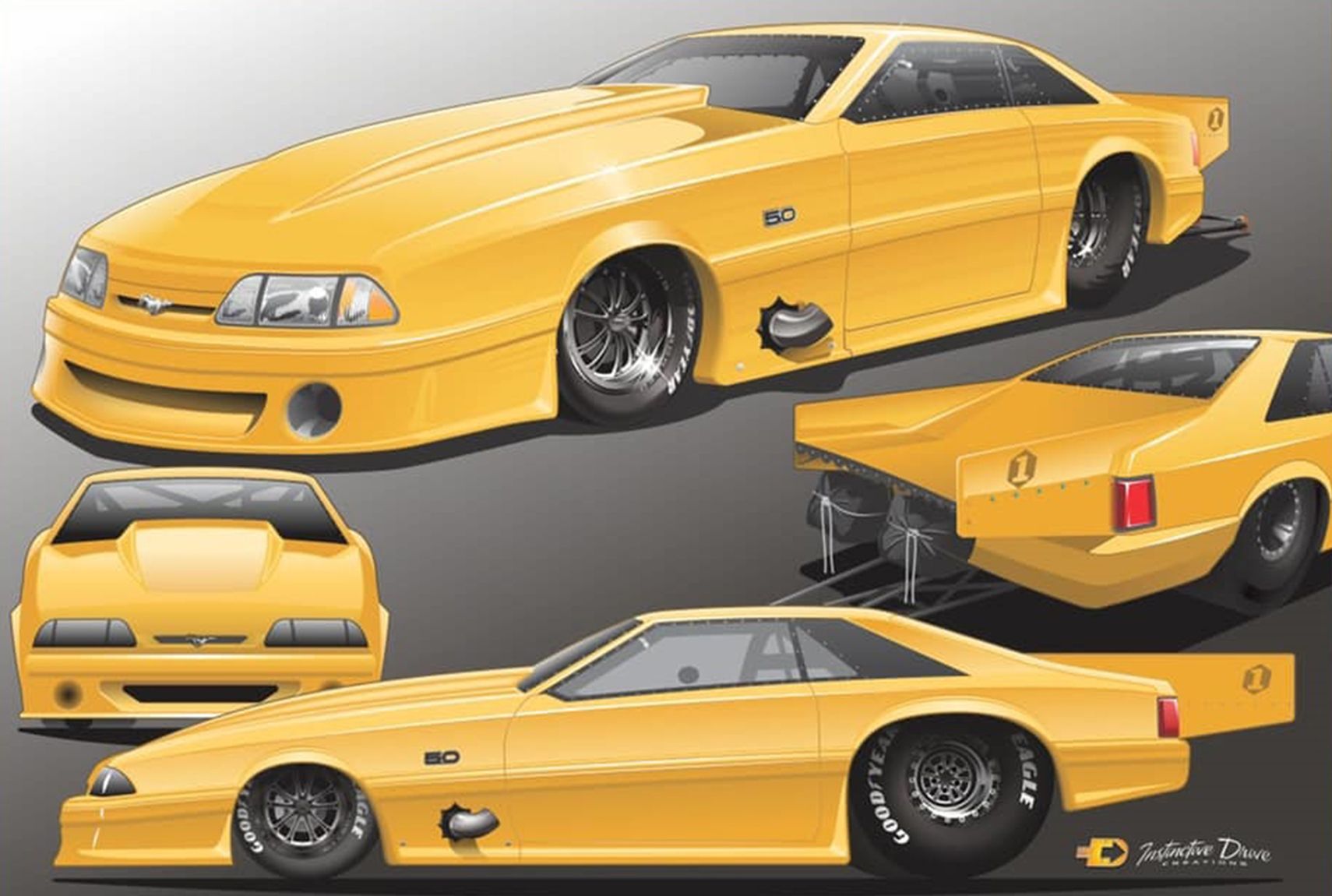 Schoneck Cynergy Carbon Fox Body Mustang yellow all