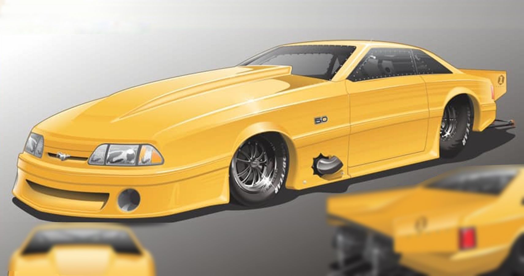 Schoneck Cynergy Carbon Fox Body Mustang yellow render