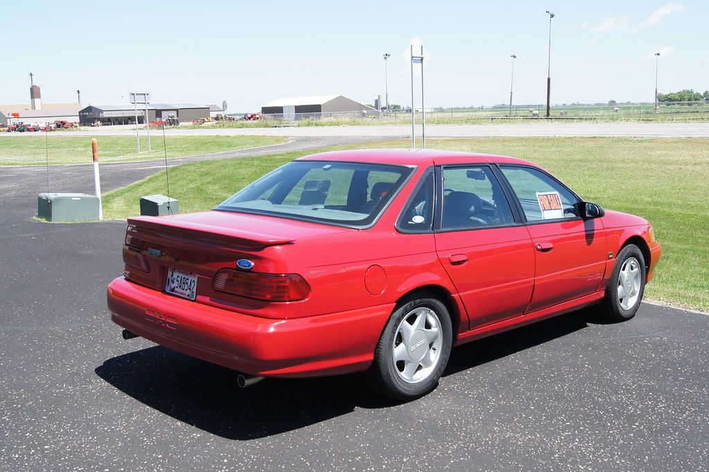 A red Ford Taurus SHO.