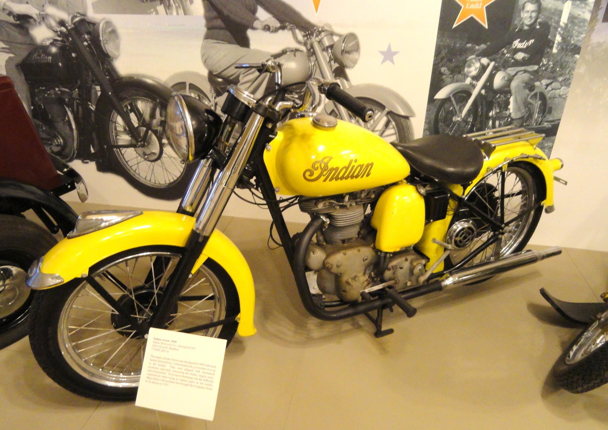 Yellow 1949 Indian Silver at a Museum