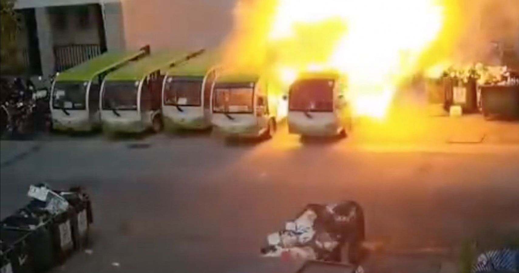 bus on fire in china