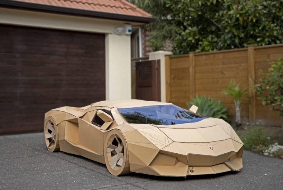 Drivable Lamborghini Replica Made From Cardboard Sells For $10K