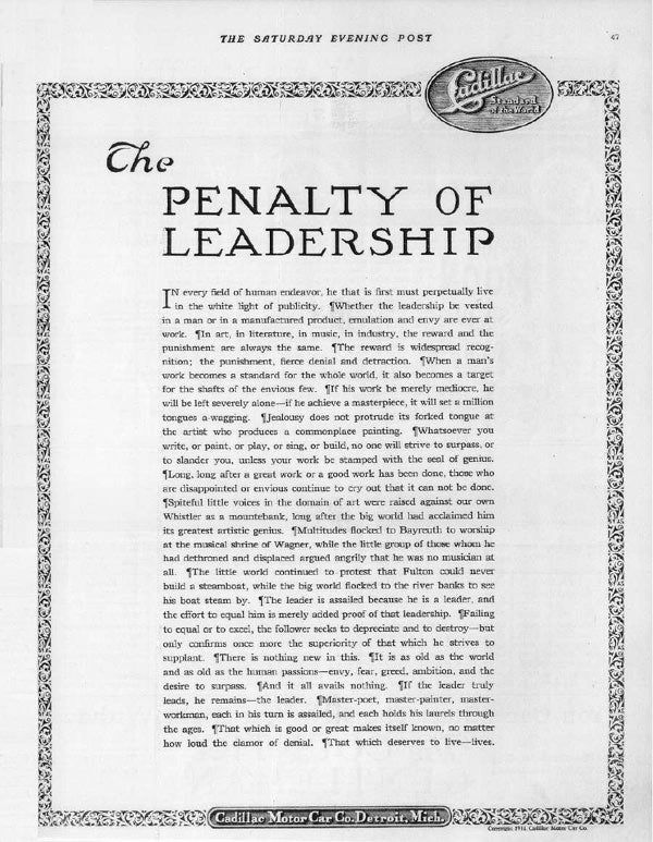 the penalty of leadership comercial