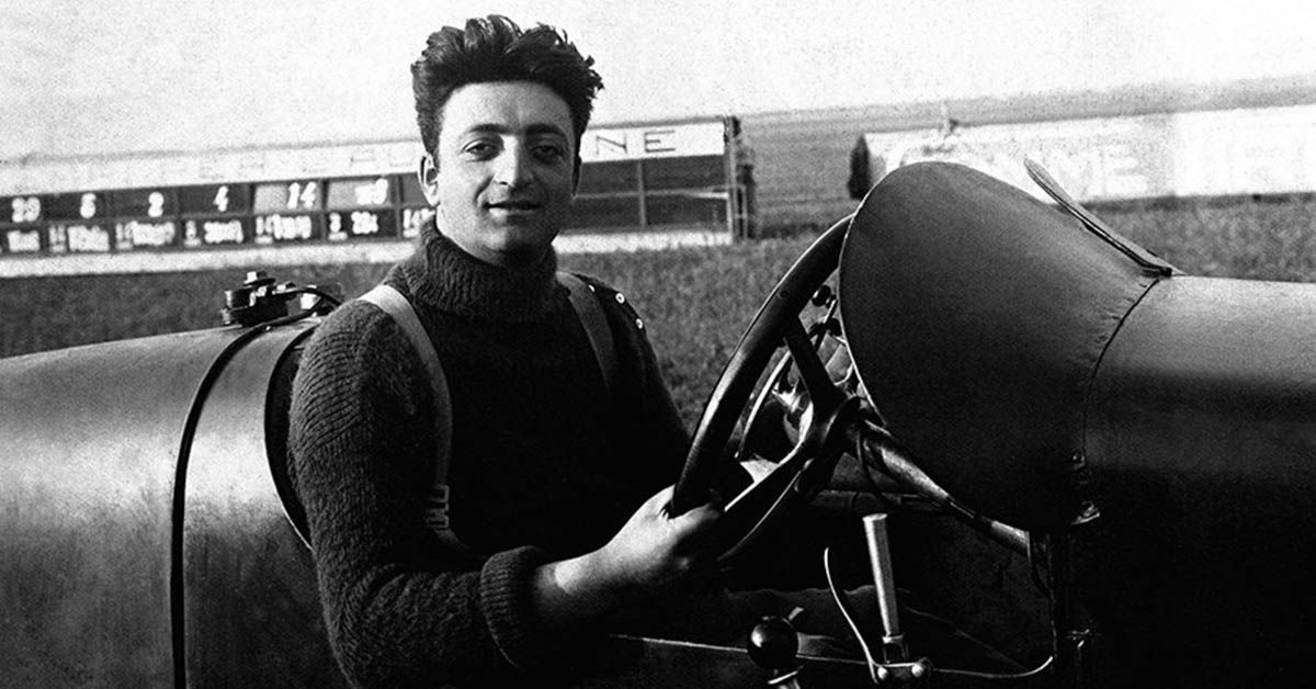 Young Enzo Ferrari At The Wheel