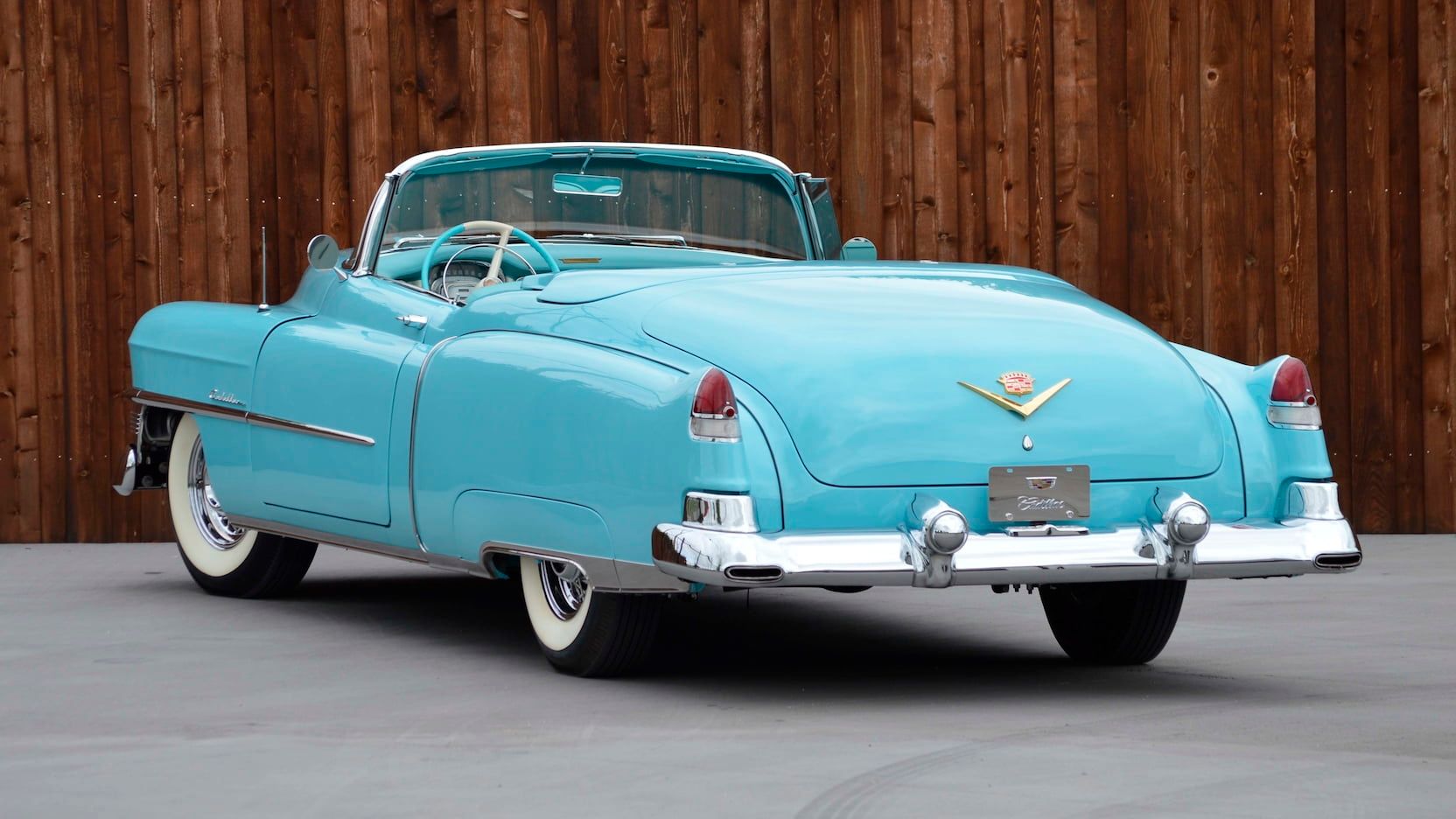 Cadillac Eldorado from 1954, light blue, rear