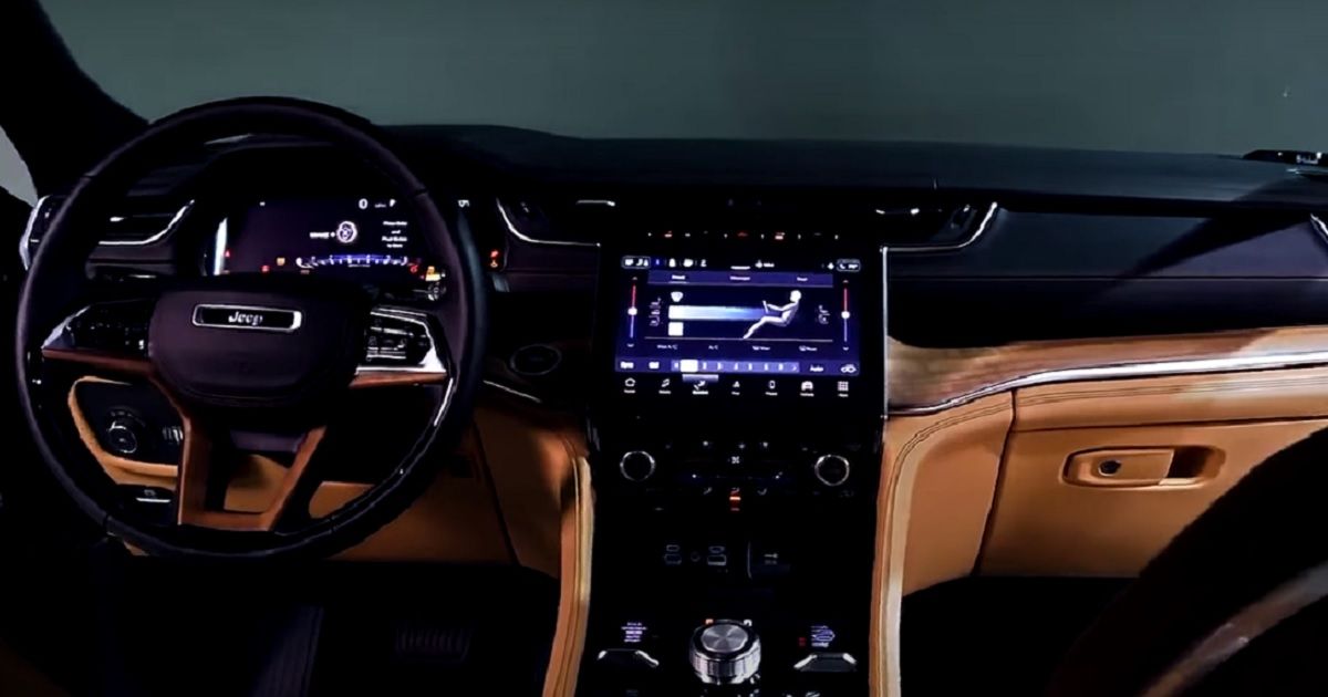 2022 Grand Cherokee Trackhawk interior on view.