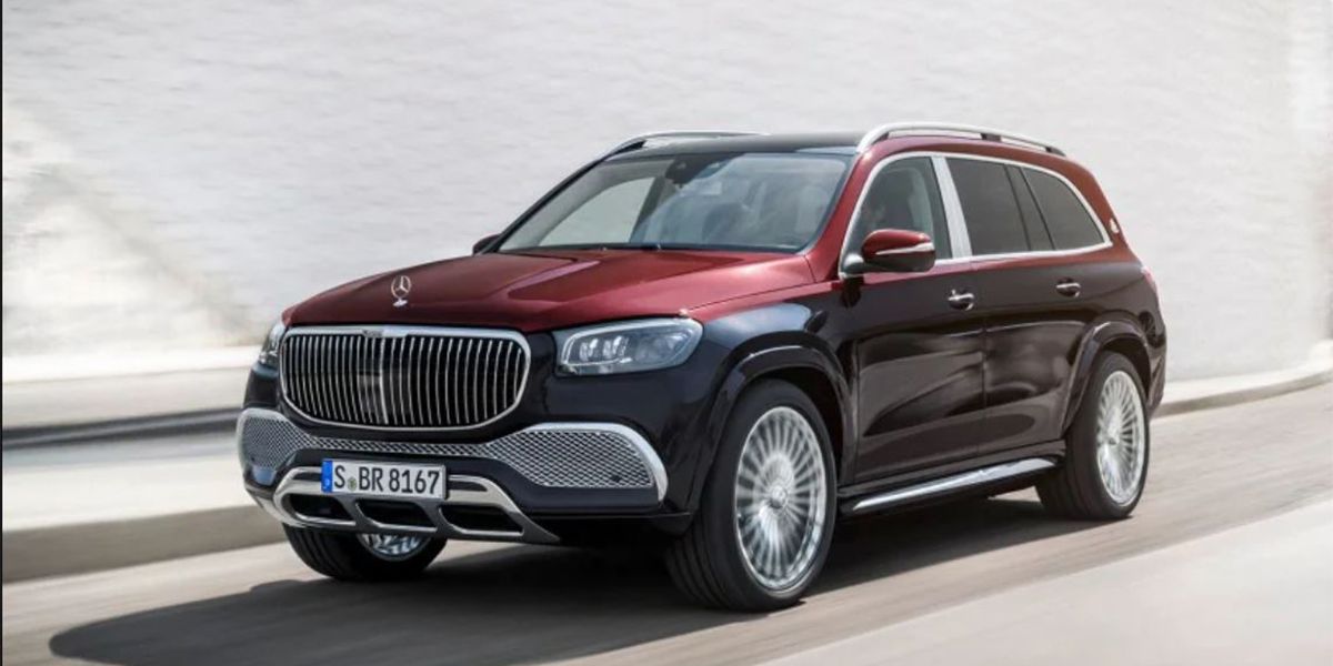A Maroon and Black 2021 Mercedes-Maybach GLS Luxury Sports SUV
