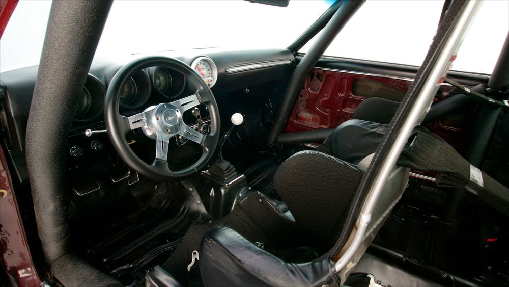 Maroon 1969 Ford Torino Talladega interior