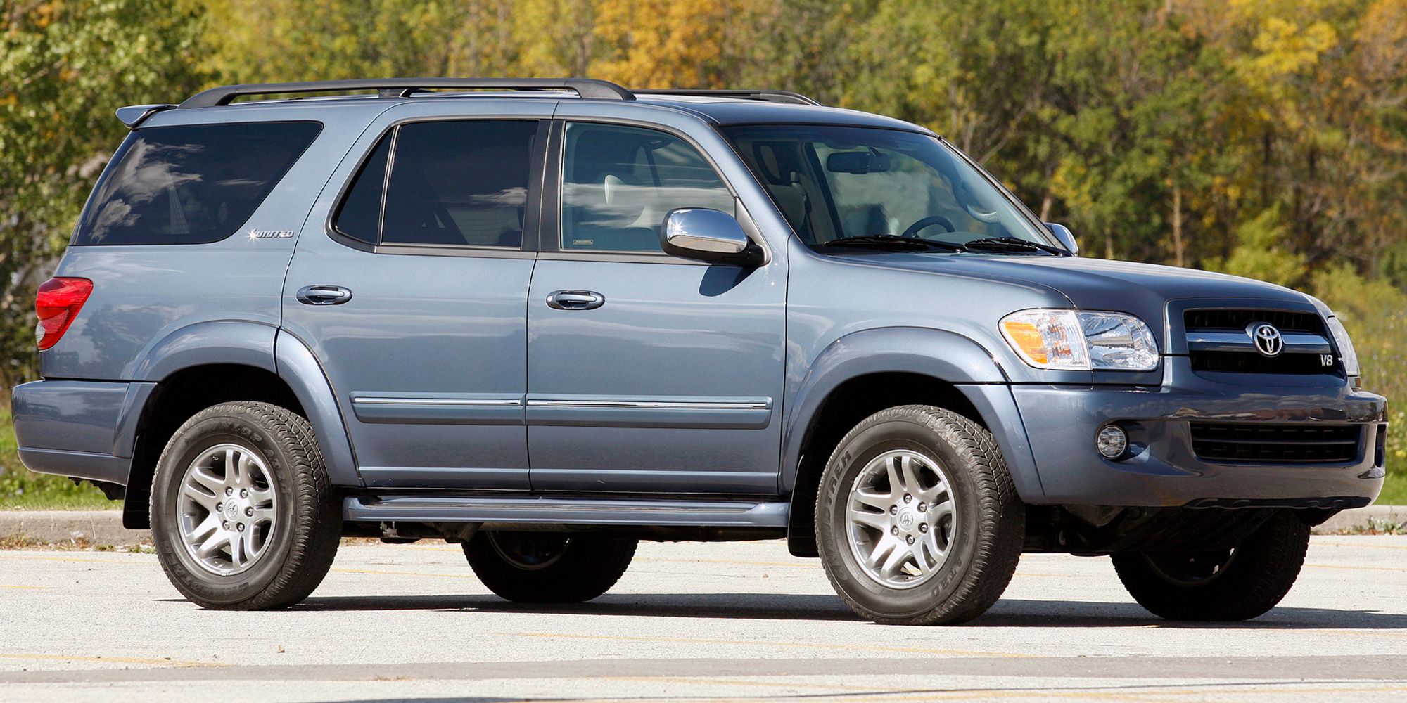Front 3/4 view of the first generation Sequoia in blue