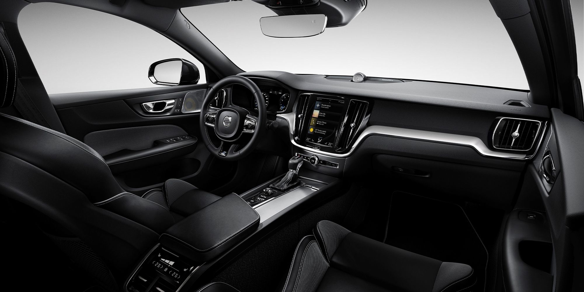 The interior of the S60, trimmed in black