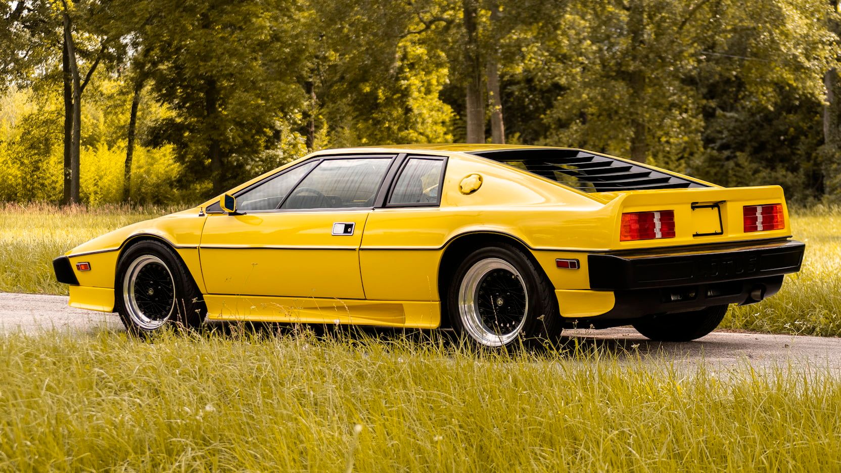 Yellow 1978 Lotus Esprit S1, rear