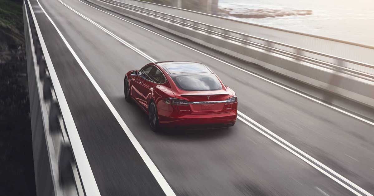 2021 Tesla Model S Long Range Barreling Down the Highway