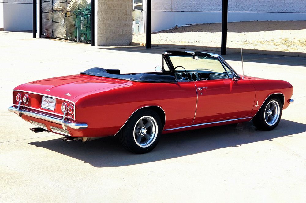 1965 Chevrolet Corvair Monza Convertible, red with torq thrust rims, rear,  from Barrett-Jackson