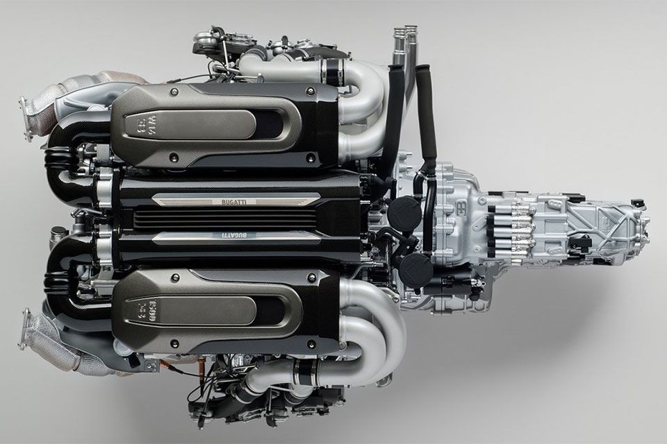 An image of Bugatti's W-16 Engine