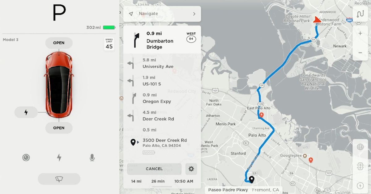 Tesla's Navigation Mode Screen