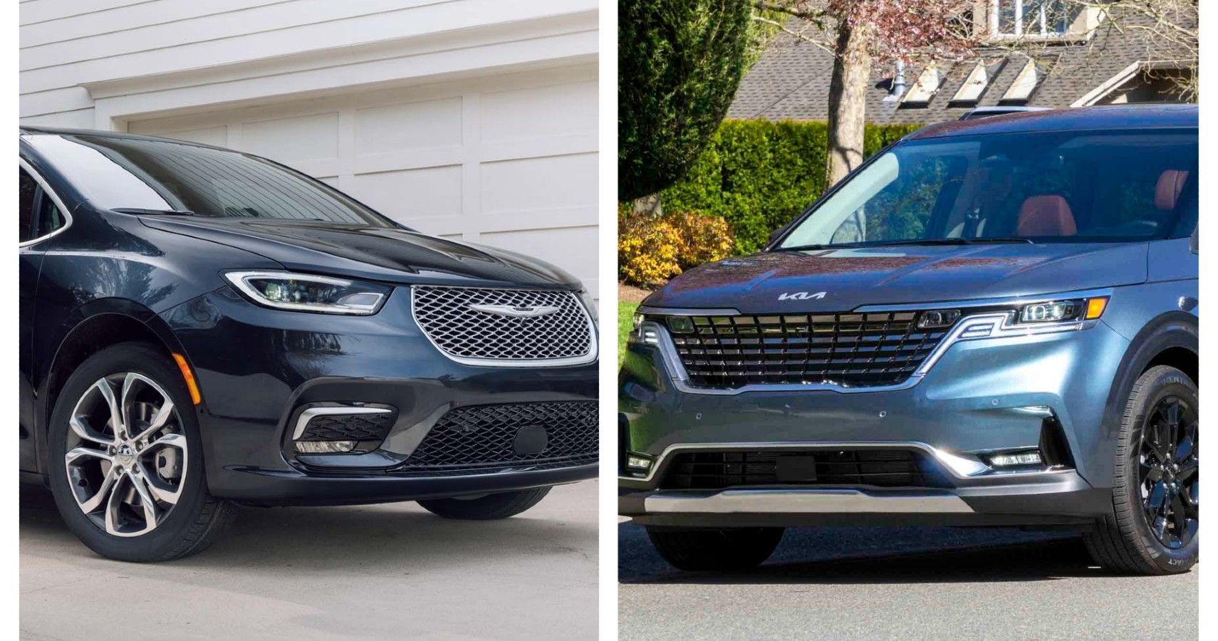 An Collage Of A 2021 Chrysler Pacifica And 2022 Kia Carnival