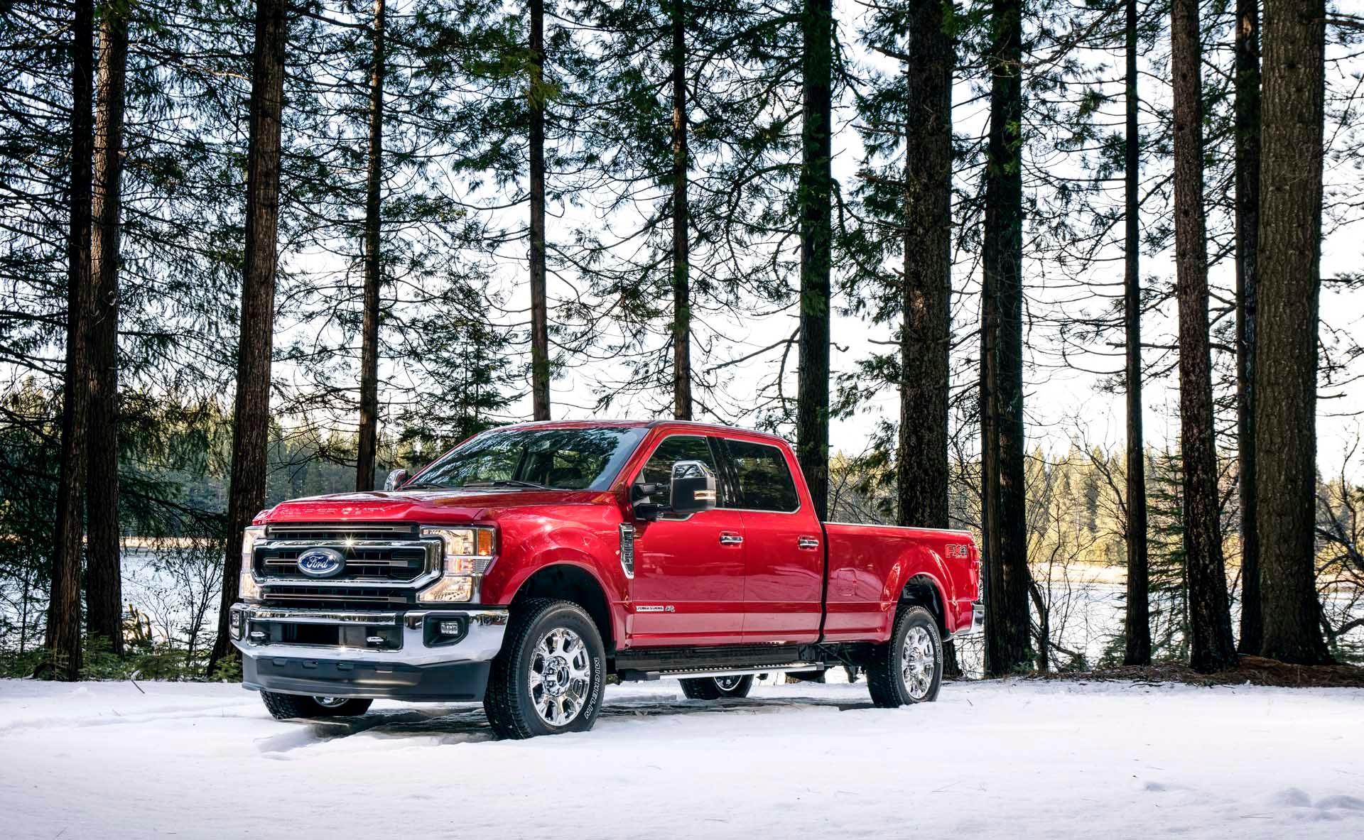 An Image Of The 2021 Ford F-250 Super Duty In The Snow