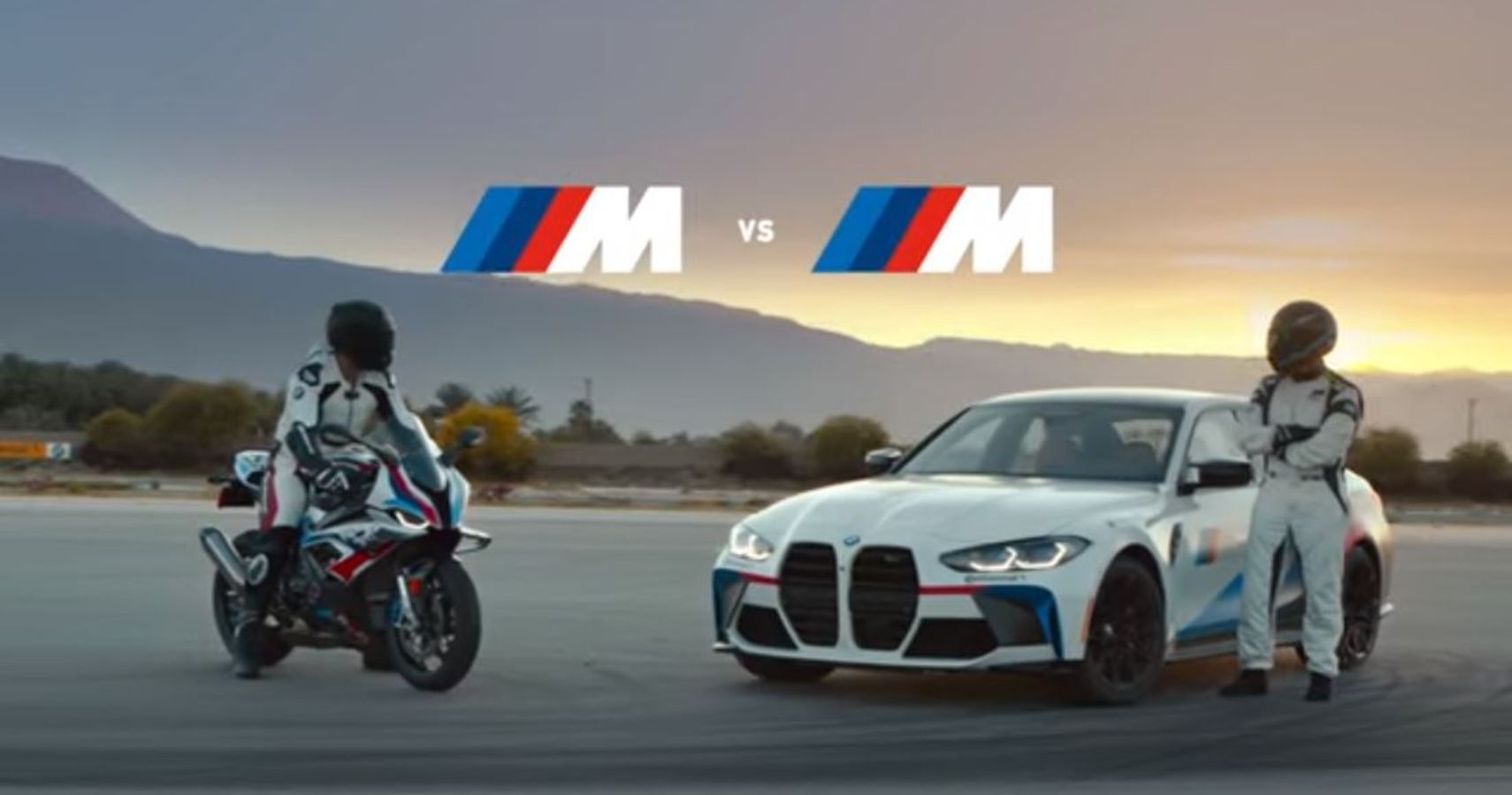 BMW Presents An M Model Battle The Car Against The Motorcycle