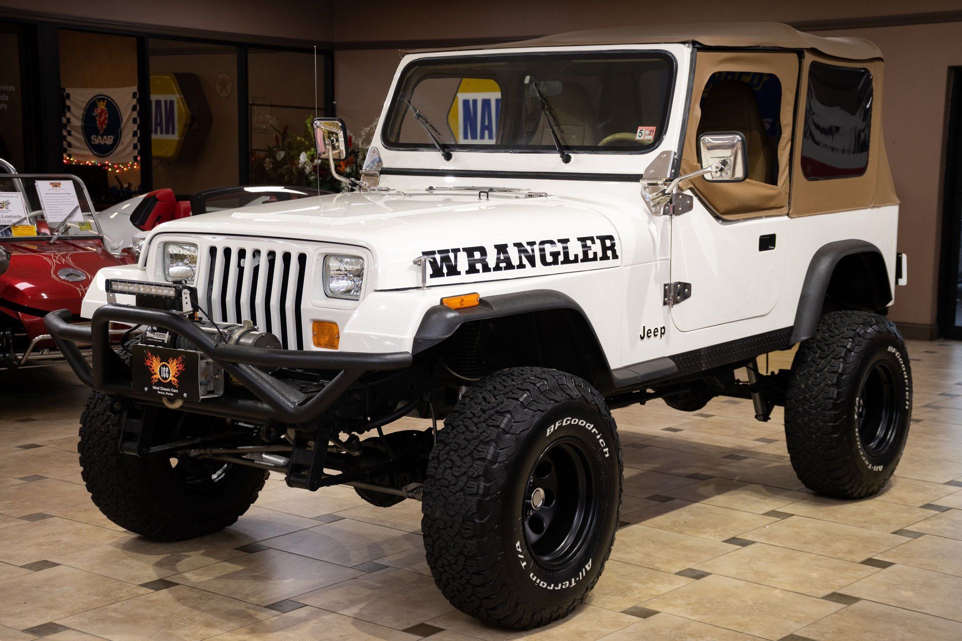 Jeep Wrangler YJ in showroom