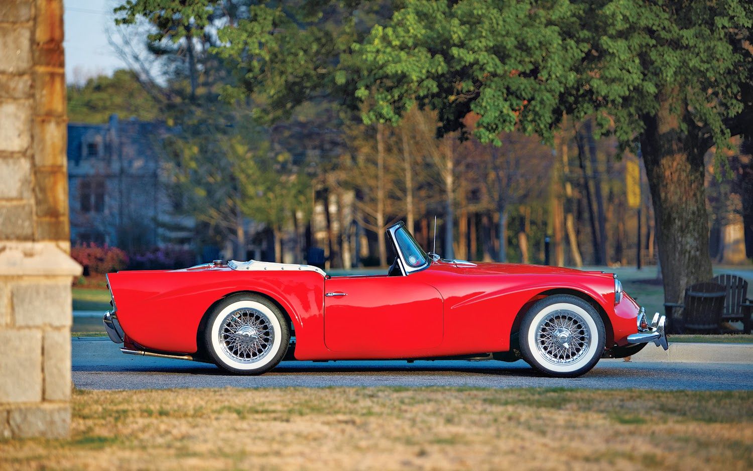 Daimler SP250, red, whitewall tires, side, lowered, parked Pinterest 