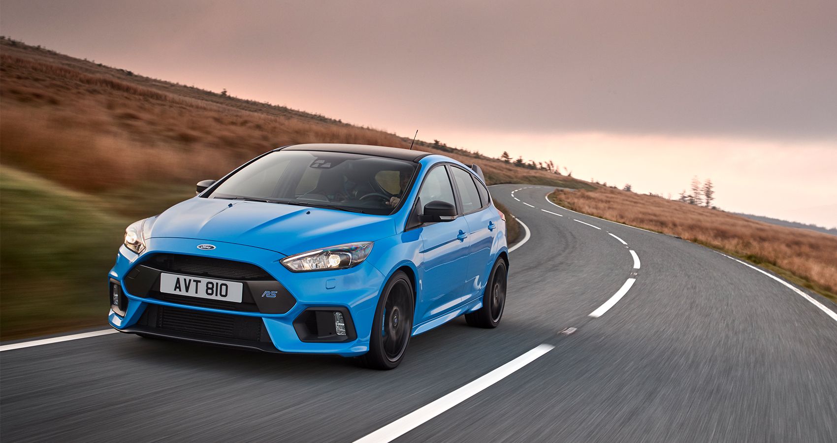 The Focus RS in Nitrous Blue on the move