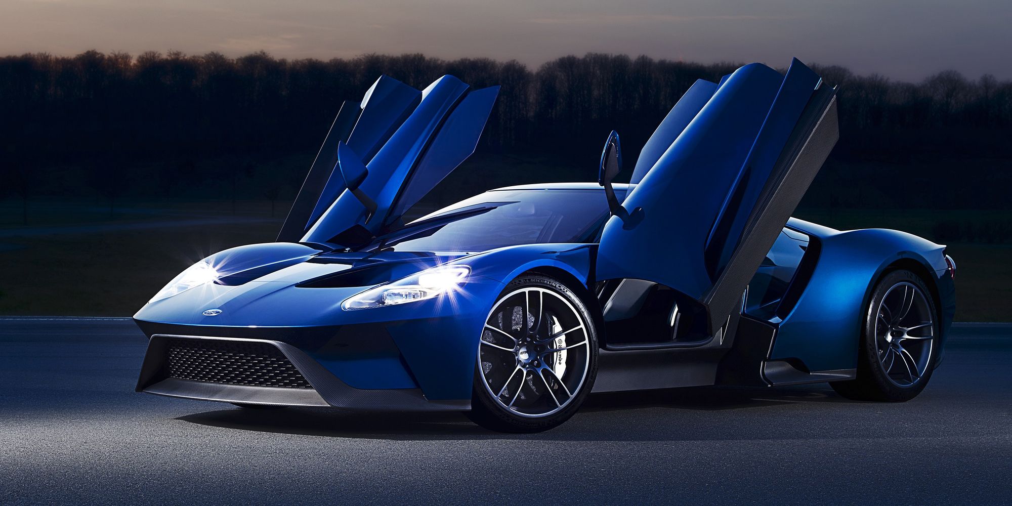 The new Ford GT with its doors up