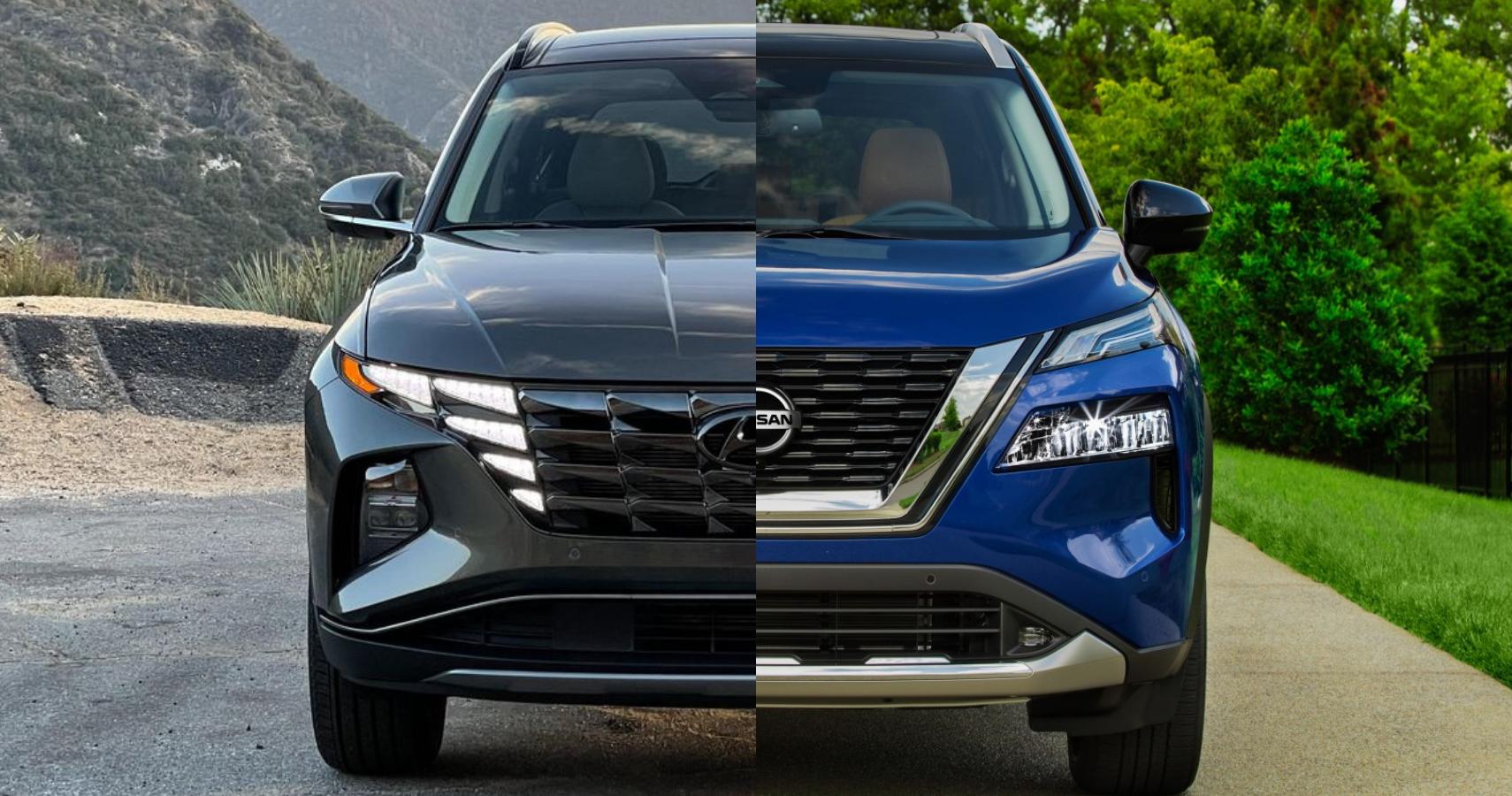 2022 Hyundai Tucson vs 2021 Nissan Rogue front view