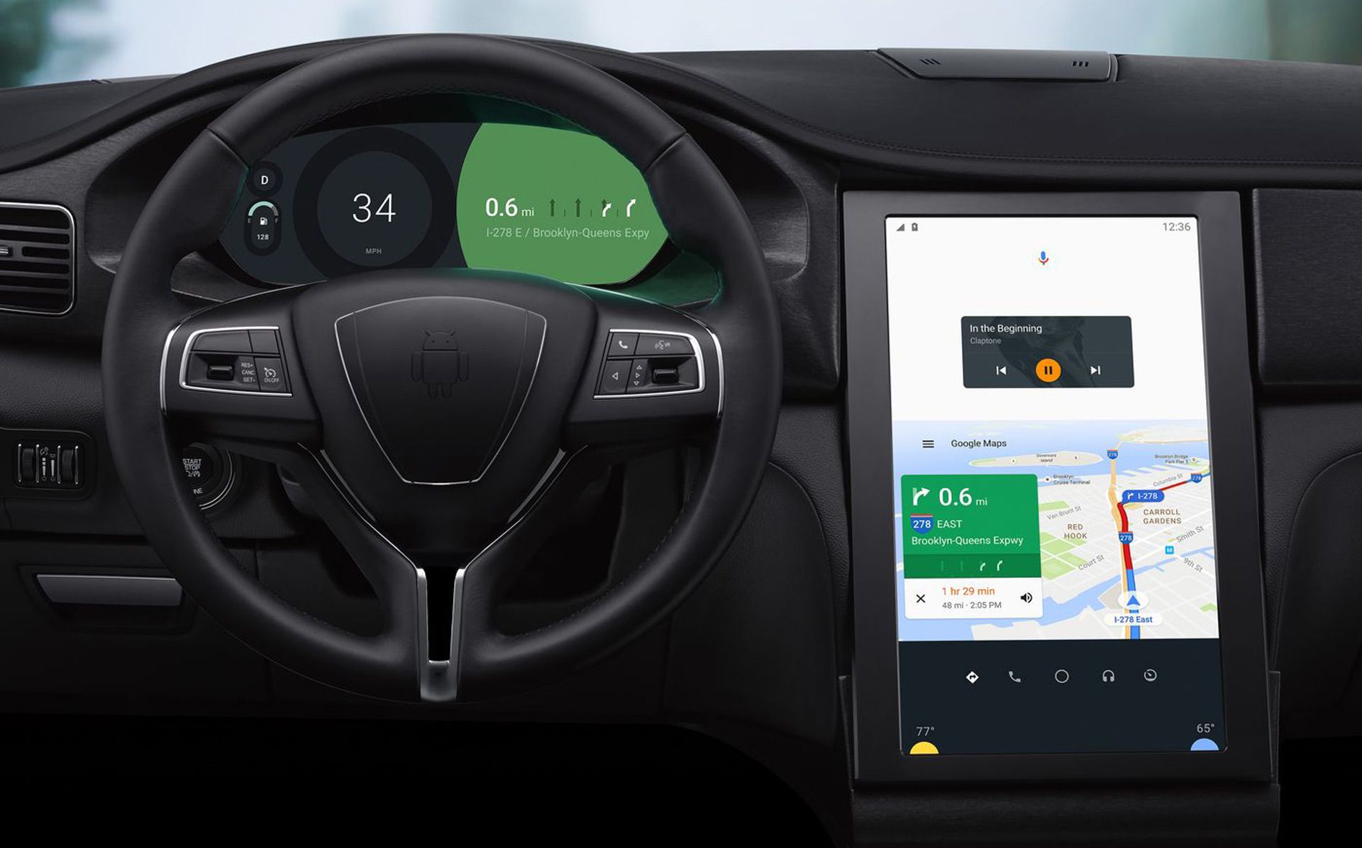 close-up on Google system in Volvo