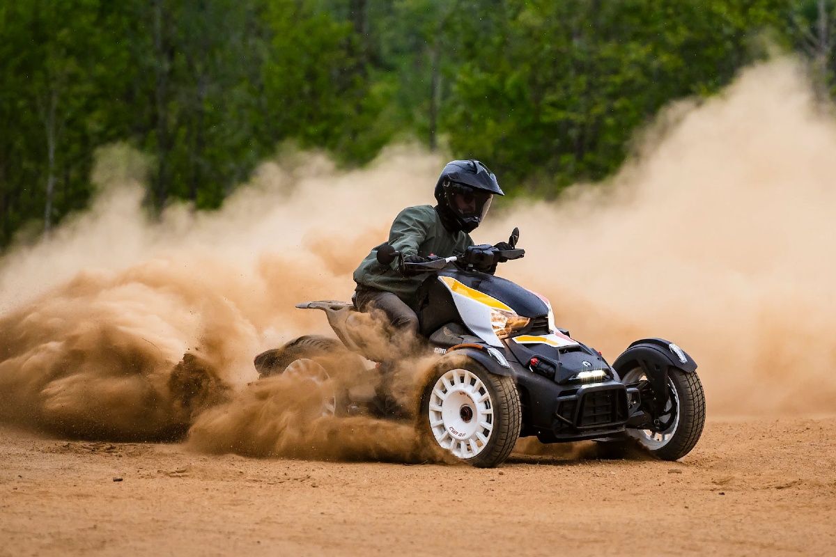 A rider on a 2022 Can-Am Ryker Rally.