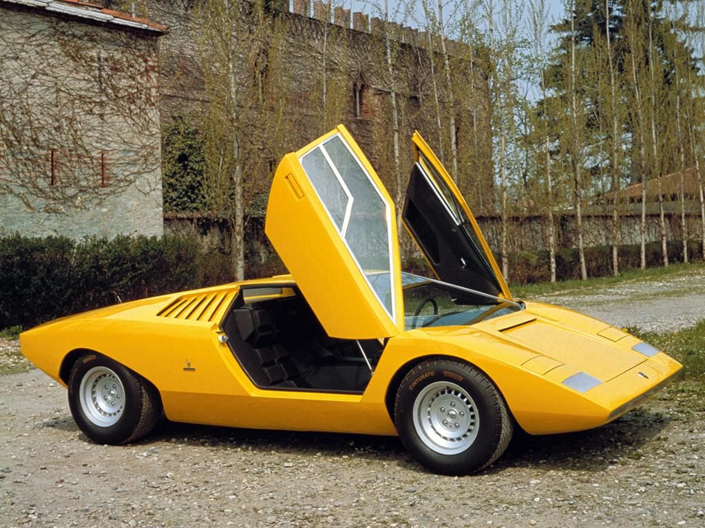 Lamborghini Countach LP500 Prototype In Yellow With Doors Open
