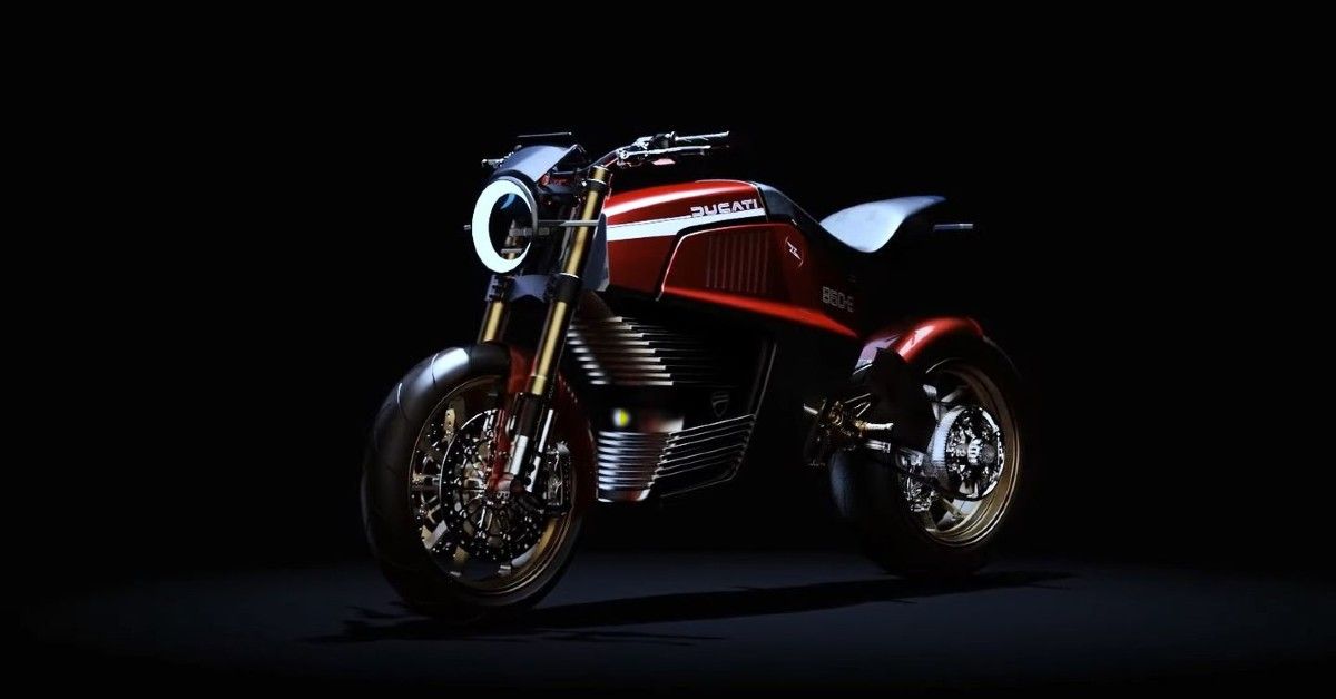 An Image Of The Ducati 860-E Concept In A Studio