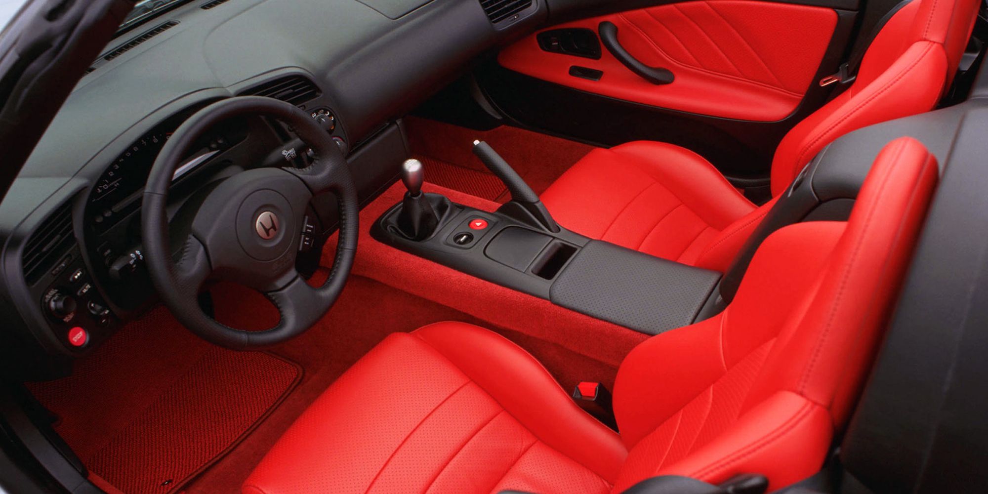 The interior of the S2000 in red