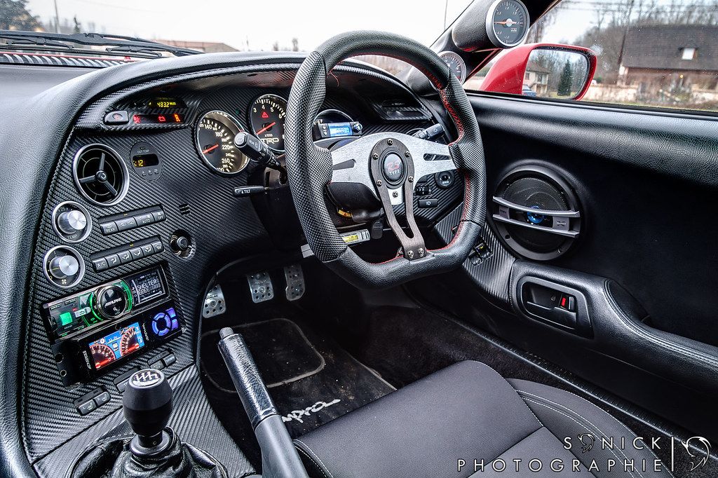 Inside a Mk4 Supra with a Fighter-Jet Style Cockpit facing the Driver